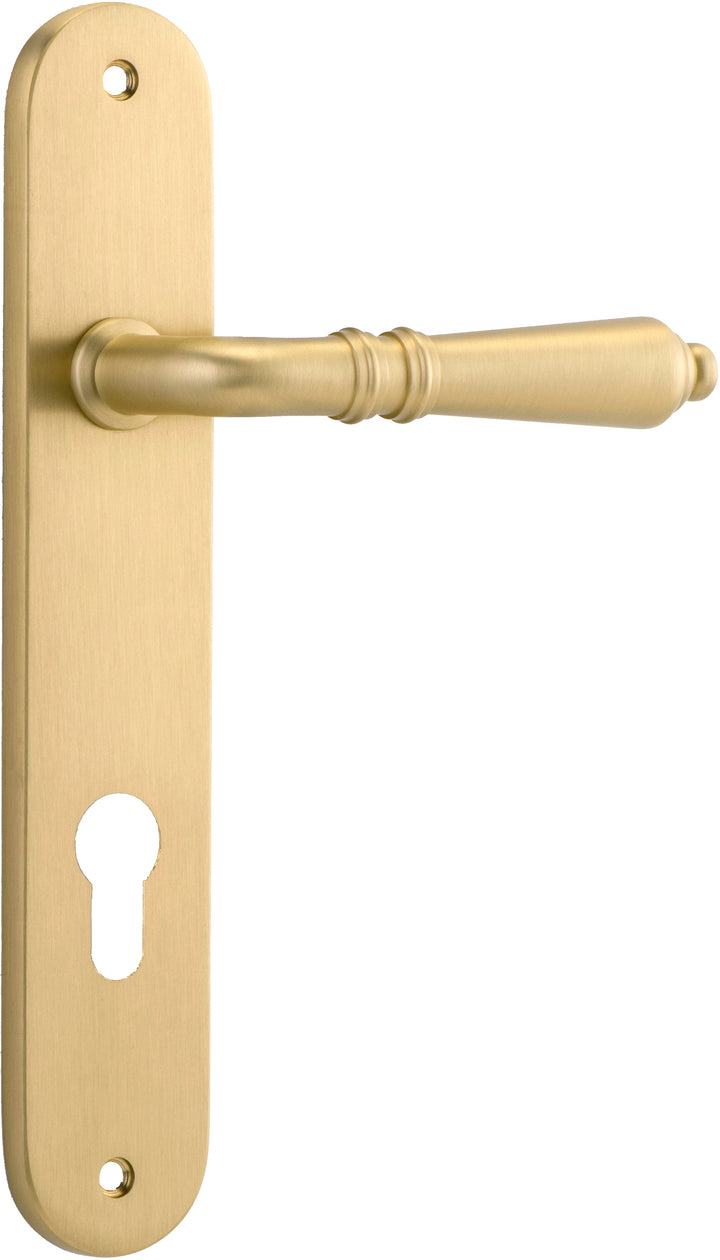 Sarlat Lever - Oval Backplate - Ella Grace - Iver - Brushed Gold PVD - Door Levers