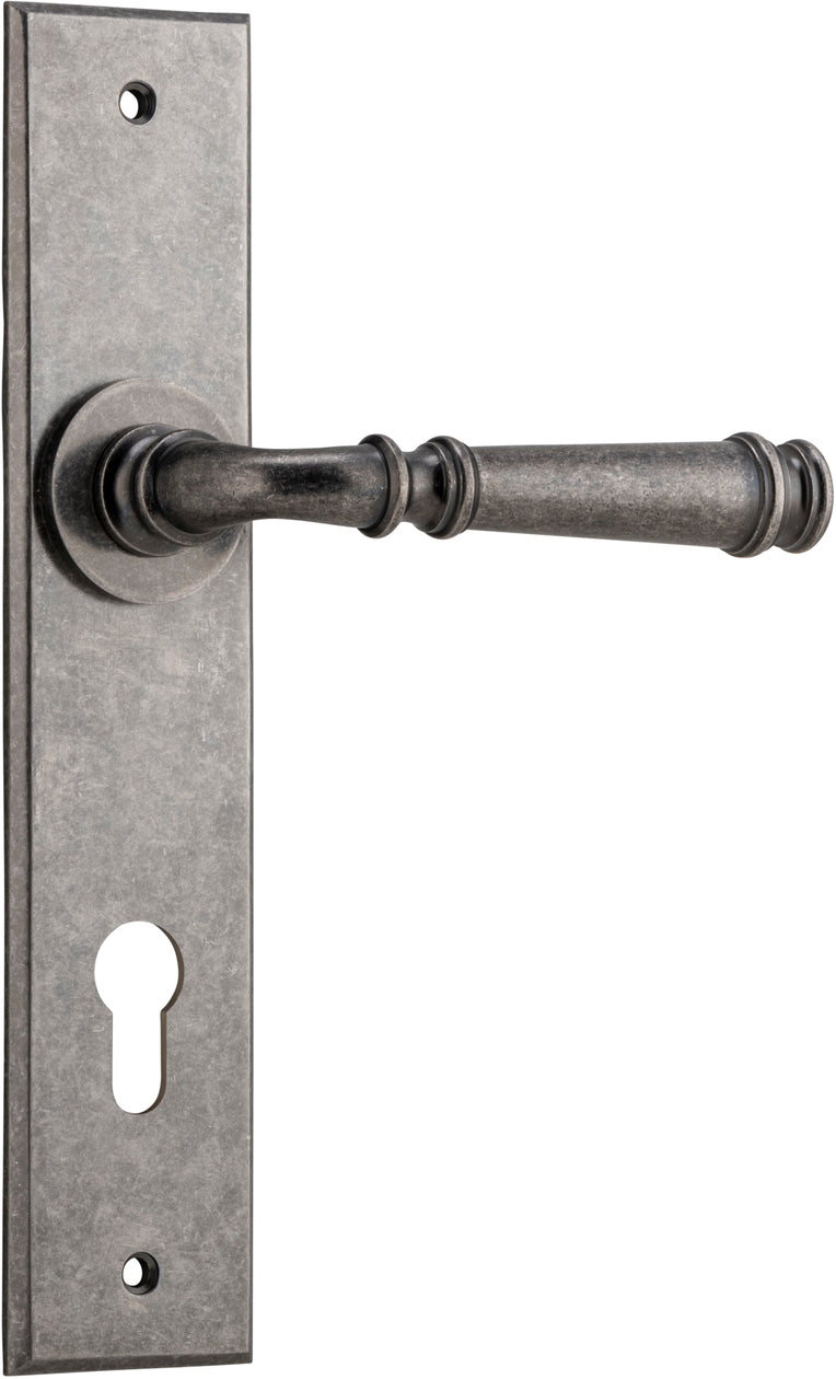 Verona Lever - Chamfered Backplate - Ella Grace - Iver - Distressed Nickel - Door Levers