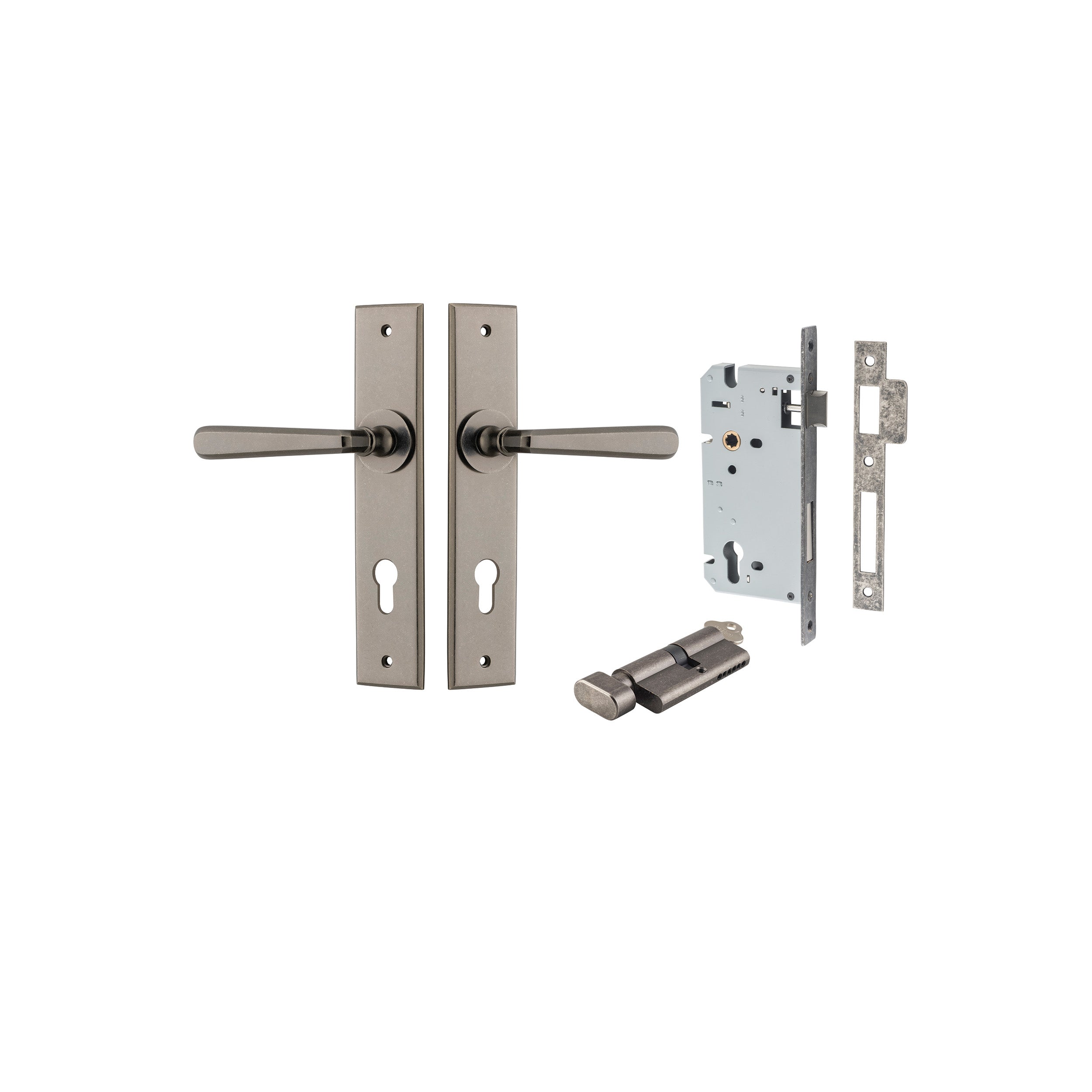 Copenhagen Lever - Chamfered Backplate - Ella Grace - Iver - Distressed Nickel - Door Levers