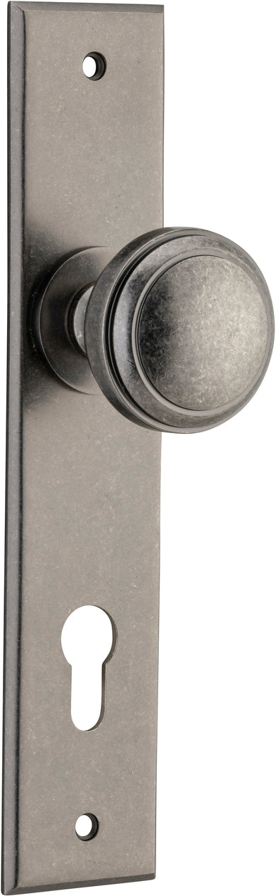 Paddington Knob - Chamfered Backplate - Ella Grace - Iver - Distressed Nickel - Door Knobs