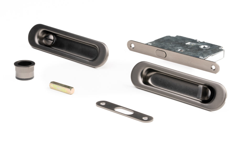 Oval Privacy Sliding Kit – 150mm – Smooth Graphite