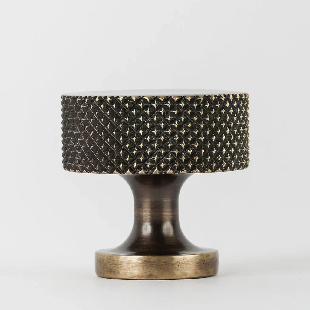 New Yorker Knob in oil rubbed bronze fitted to cabinetry