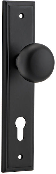 Cambridge Knob - Stepped Backplate - Ella Grace - Iver - Matt Black - Door Knobs