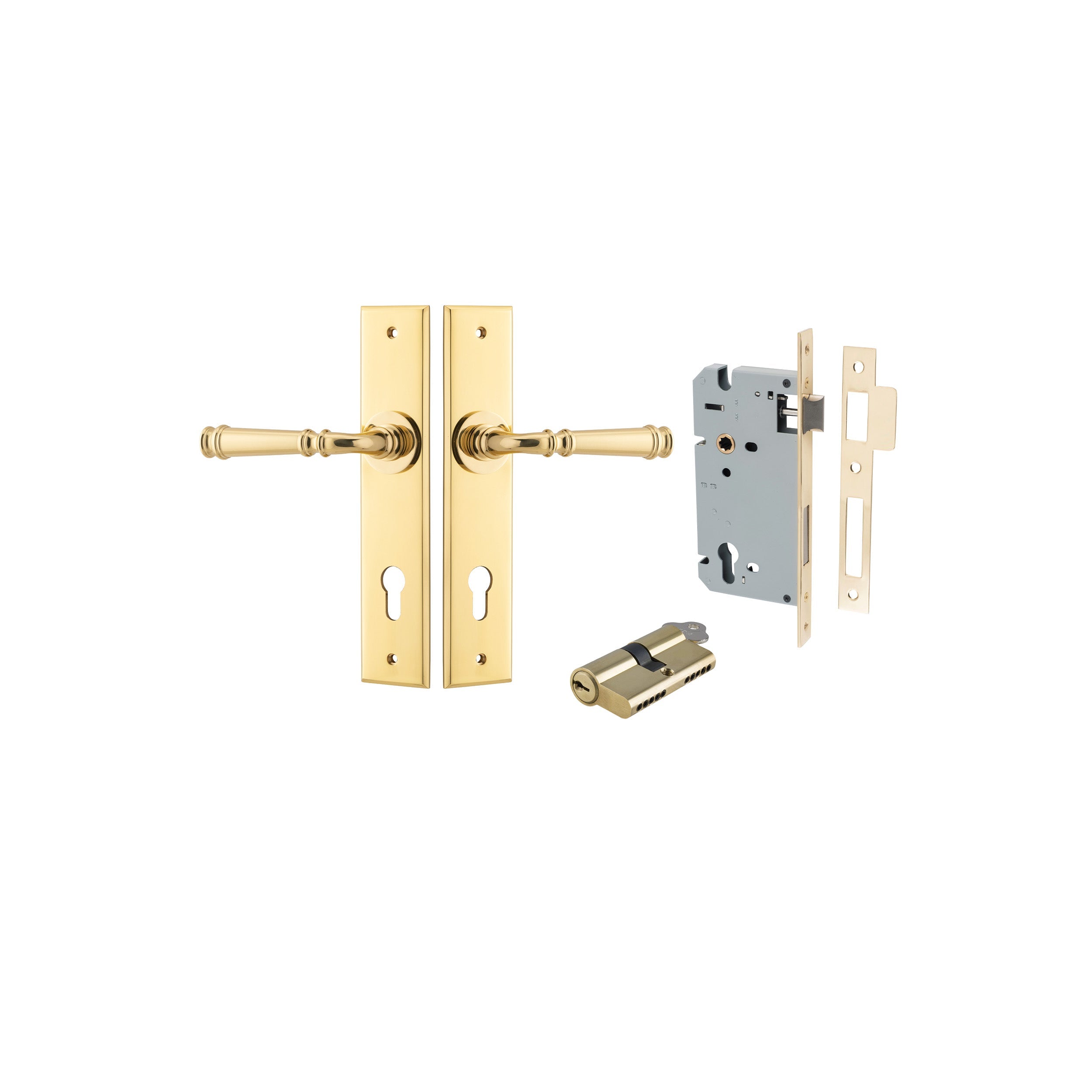 Verona Lever - Chamfered Backplate - Ella Grace - Iver - Polished Brass - Door Levers