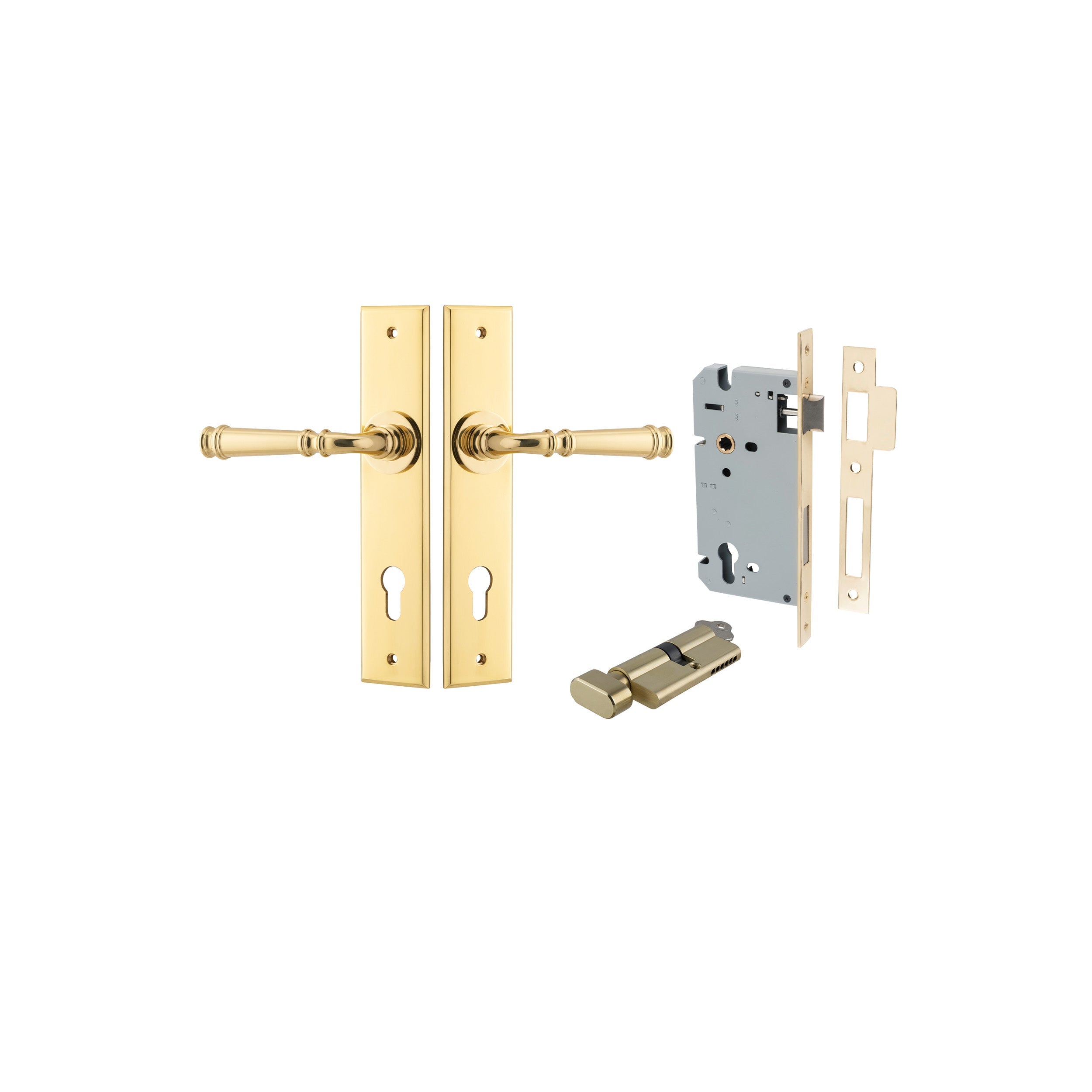 Verona Lever - Chamfered Backplate - Ella Grace - Iver - Polished Brass - Door Levers