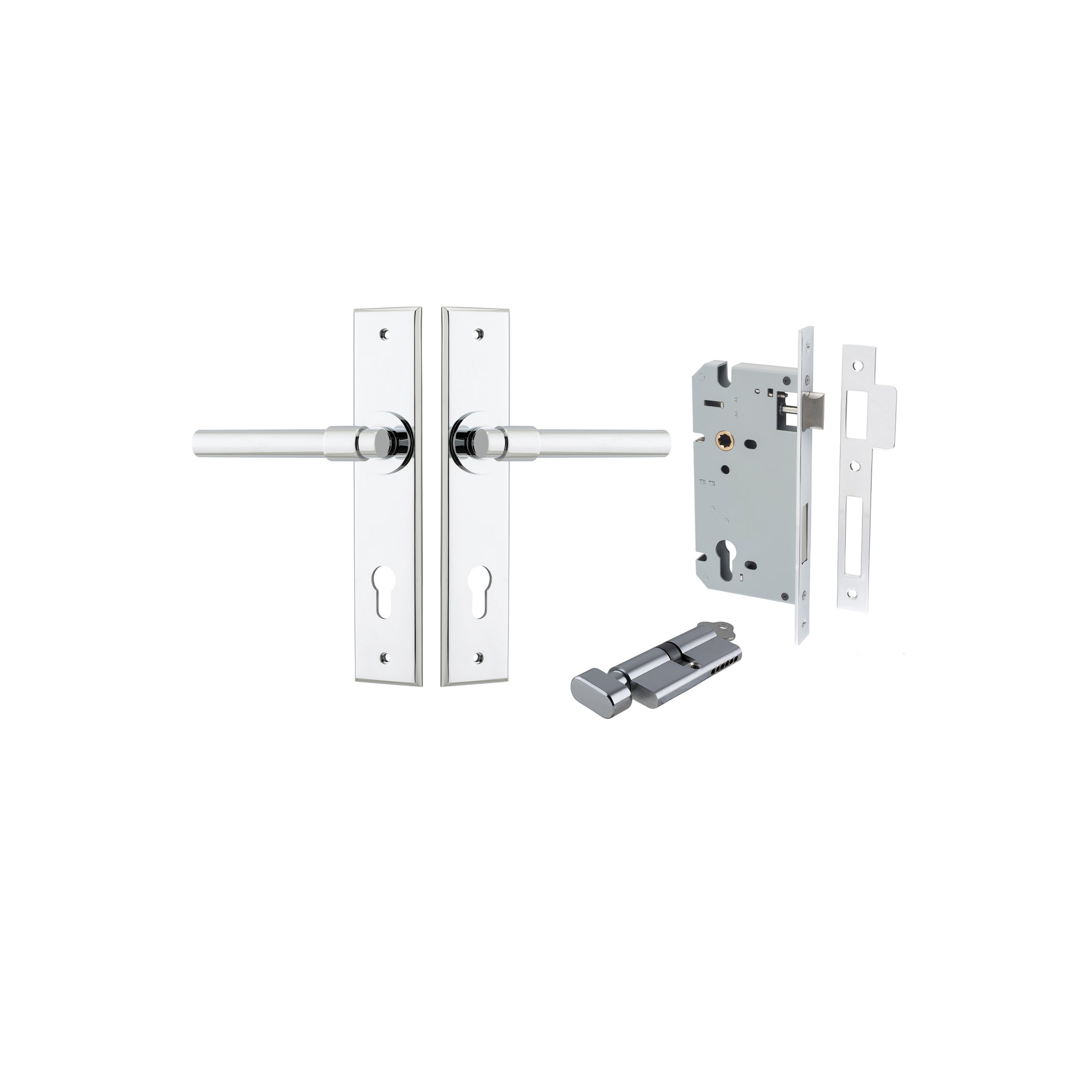 Helsinki Lever - Chamfered Backplate - Ella Grace - Iver - Polished Chrome - Door Levers