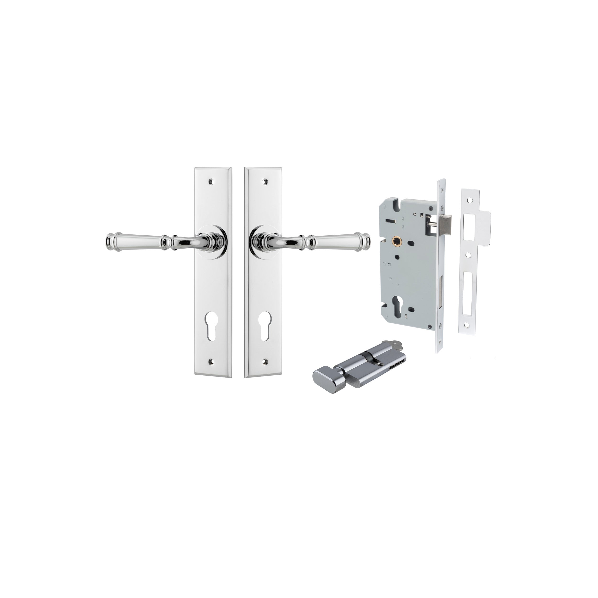 Verona Lever - Chamfered Backplate - Ella Grace - Iver - Polished Chrome - Door Levers