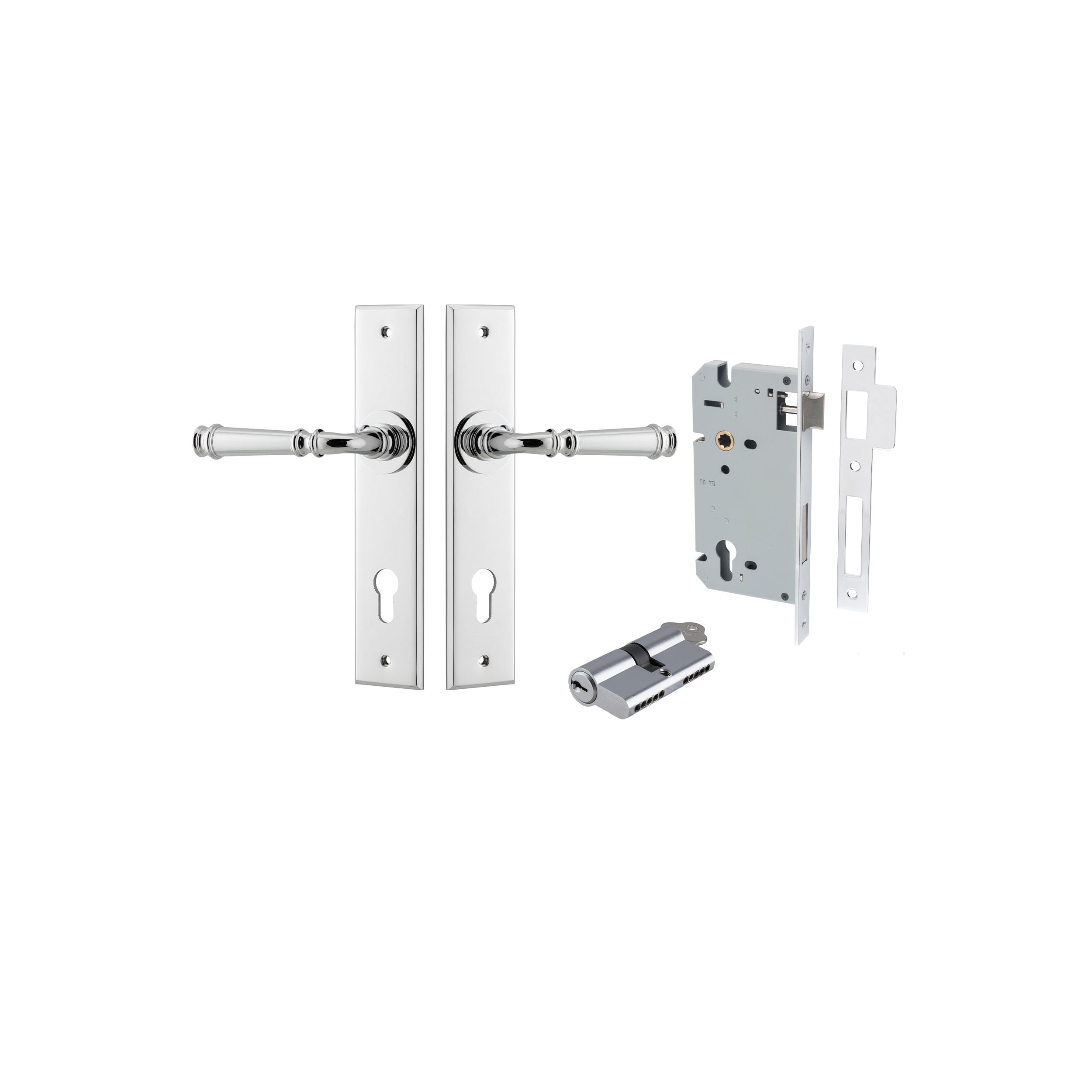 Verona Lever - Chamfered Backplate - Ella Grace - Iver - Polished Chrome - Door Levers