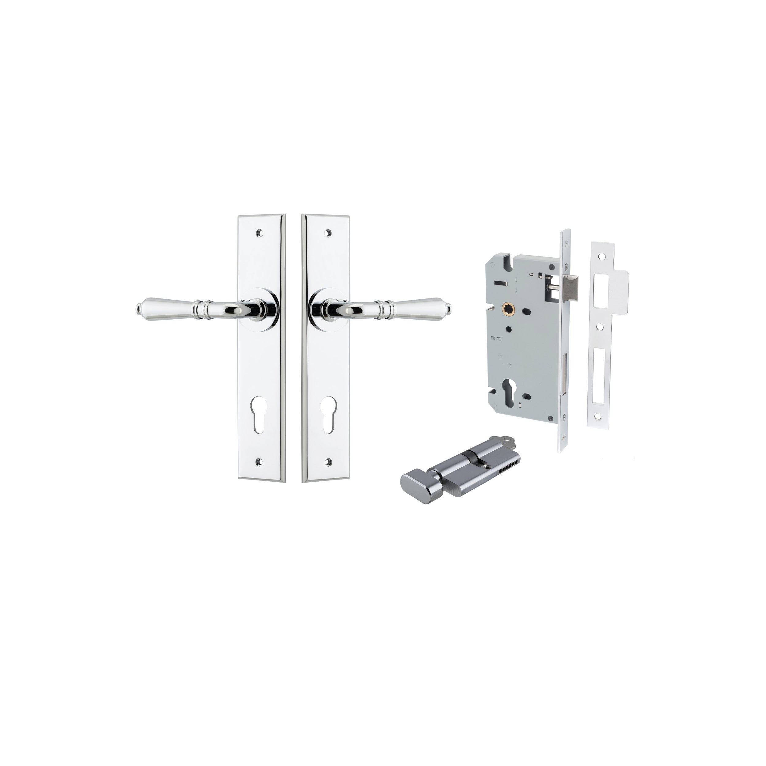 Sarlat Lever - Chamfered Backplate - Ella Grace - Iver - Polished Chrome - Door Levers