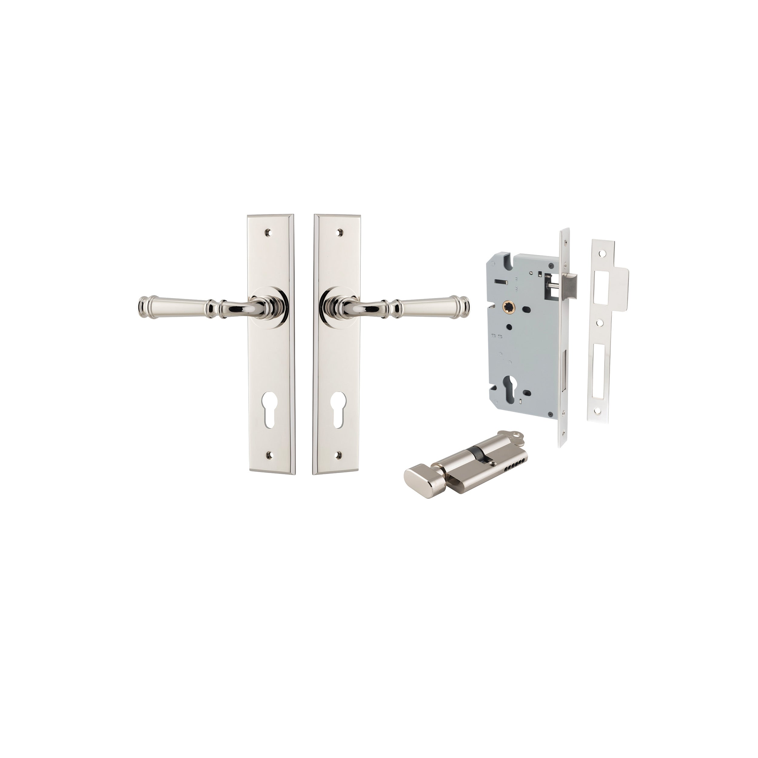 Verona Lever - Chamfered Backplate - Ella Grace - Iver - Polished Nickel - Door Levers