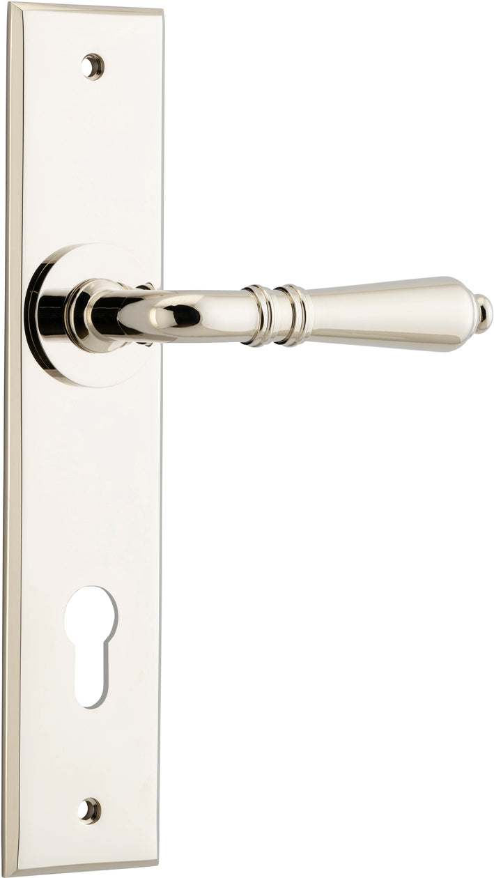 Sarlat Lever - Chamfered Backplate - Ella Grace - Iver - Polished Nickel - Door Levers