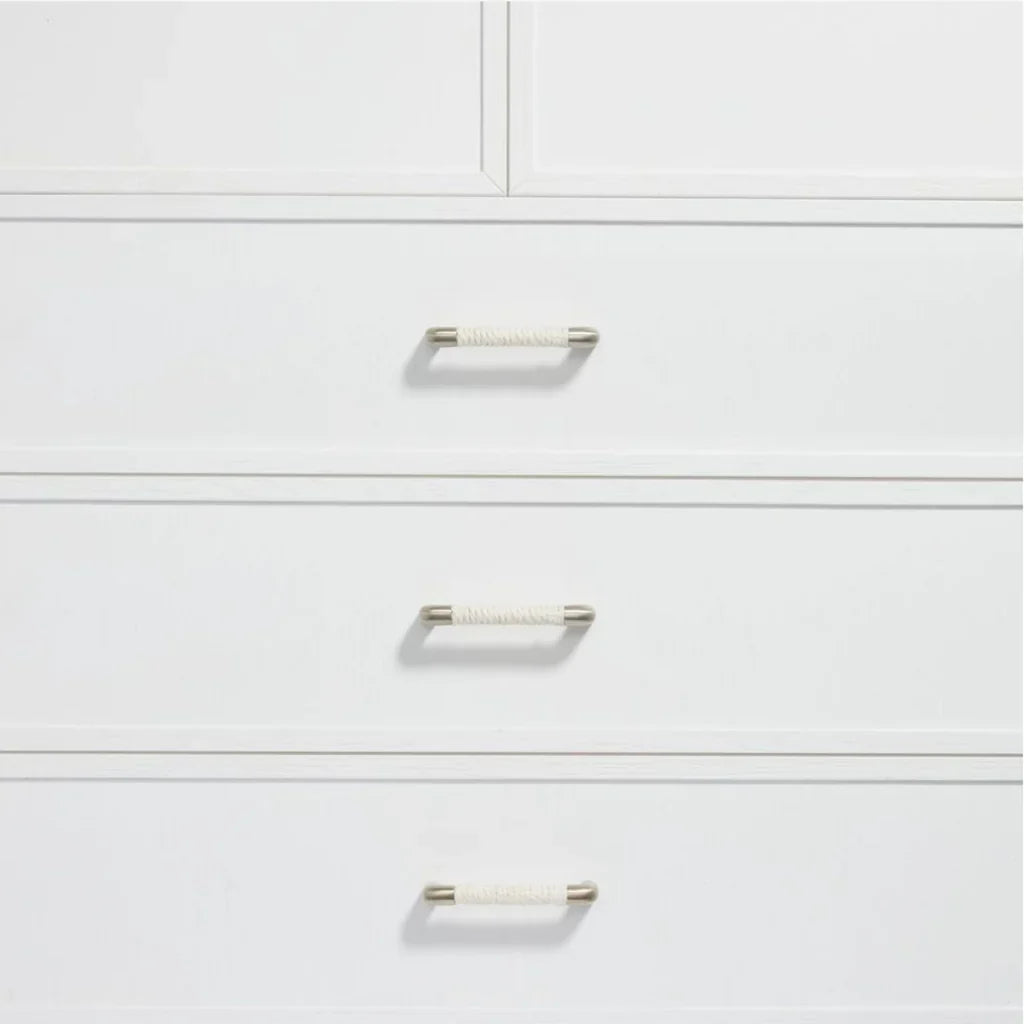 White cotton rope handle fitted to cabinetry