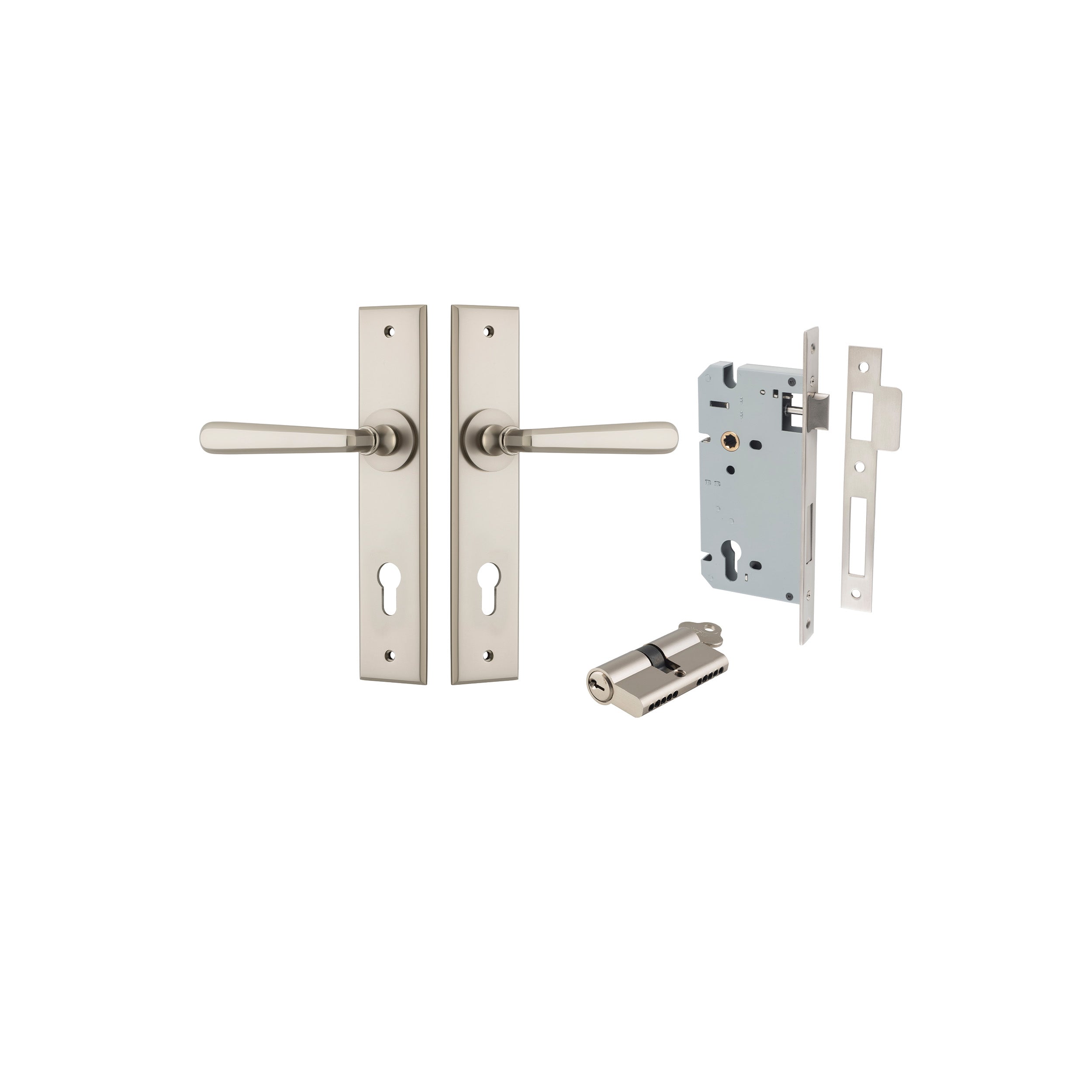 Copenhagen Lever - Chamfered Backplate - Ella Grace - Iver - Satin Nickel - Door Levers