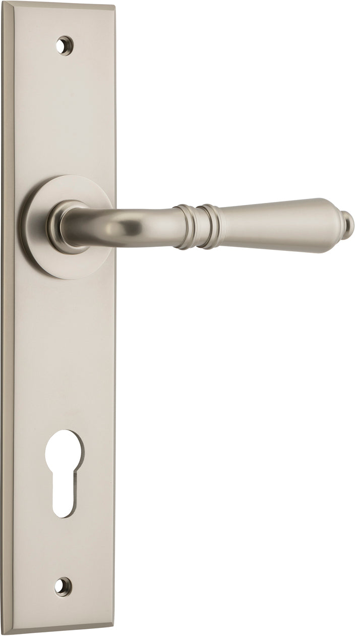 Sarlat Lever - Chamfered Backplate - Ella Grace - Iver - Satin Nickel - Door Levers