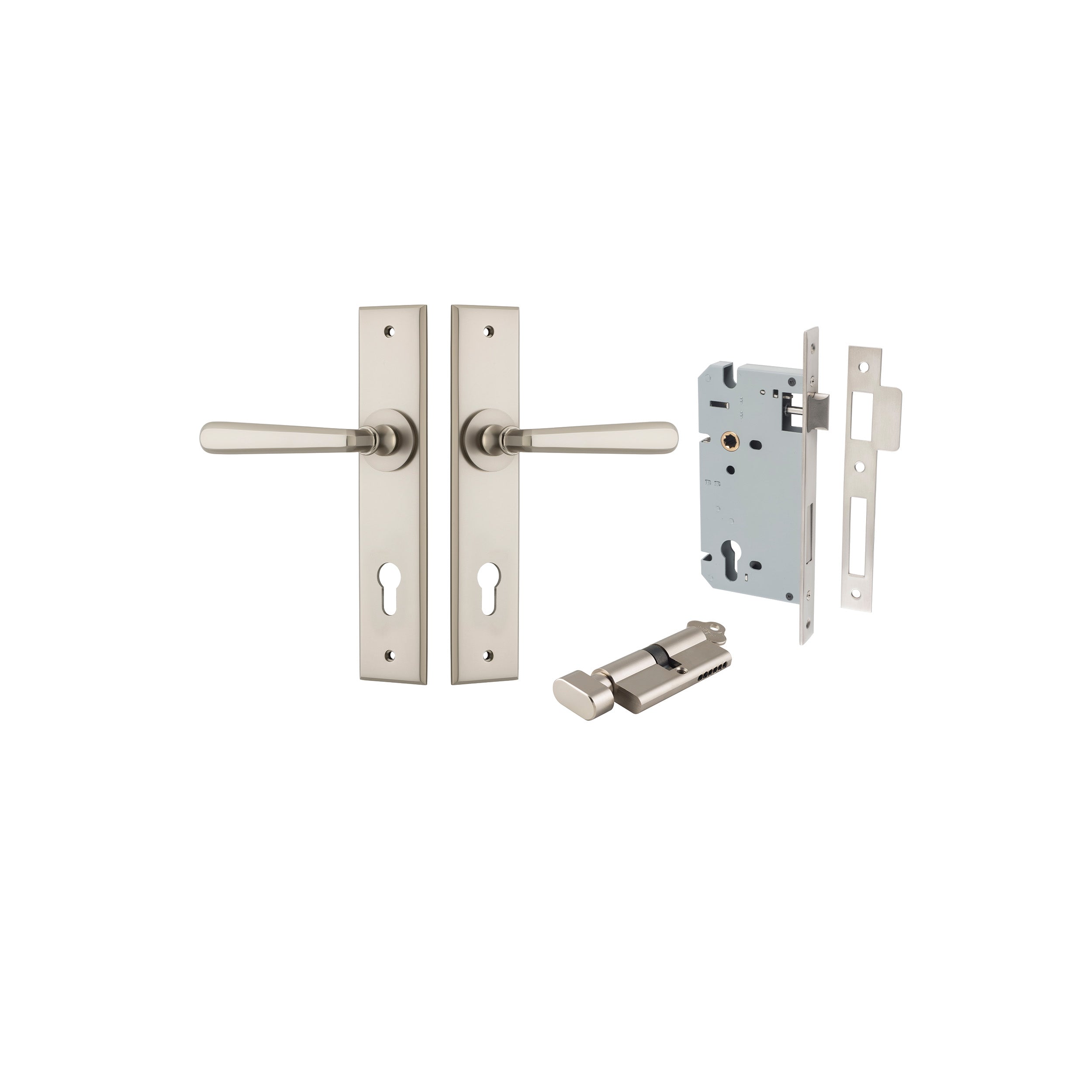 Copenhagen Lever - Chamfered Backplate - Ella Grace - Iver - Satin Nickel - Door Levers