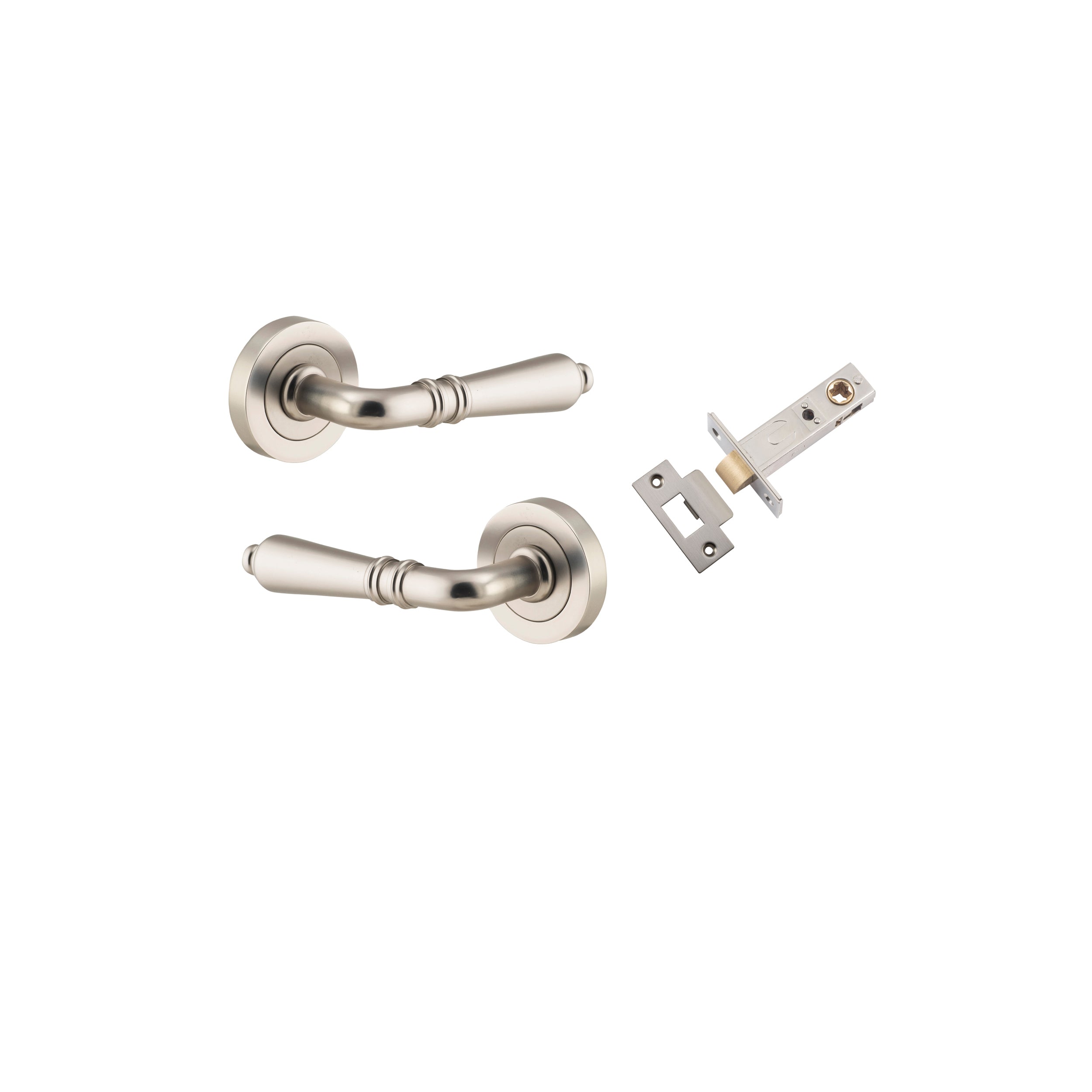 Sarlat Lever - Round Rose - Ella Grace - Iver - Satin Nickel - Door Levers