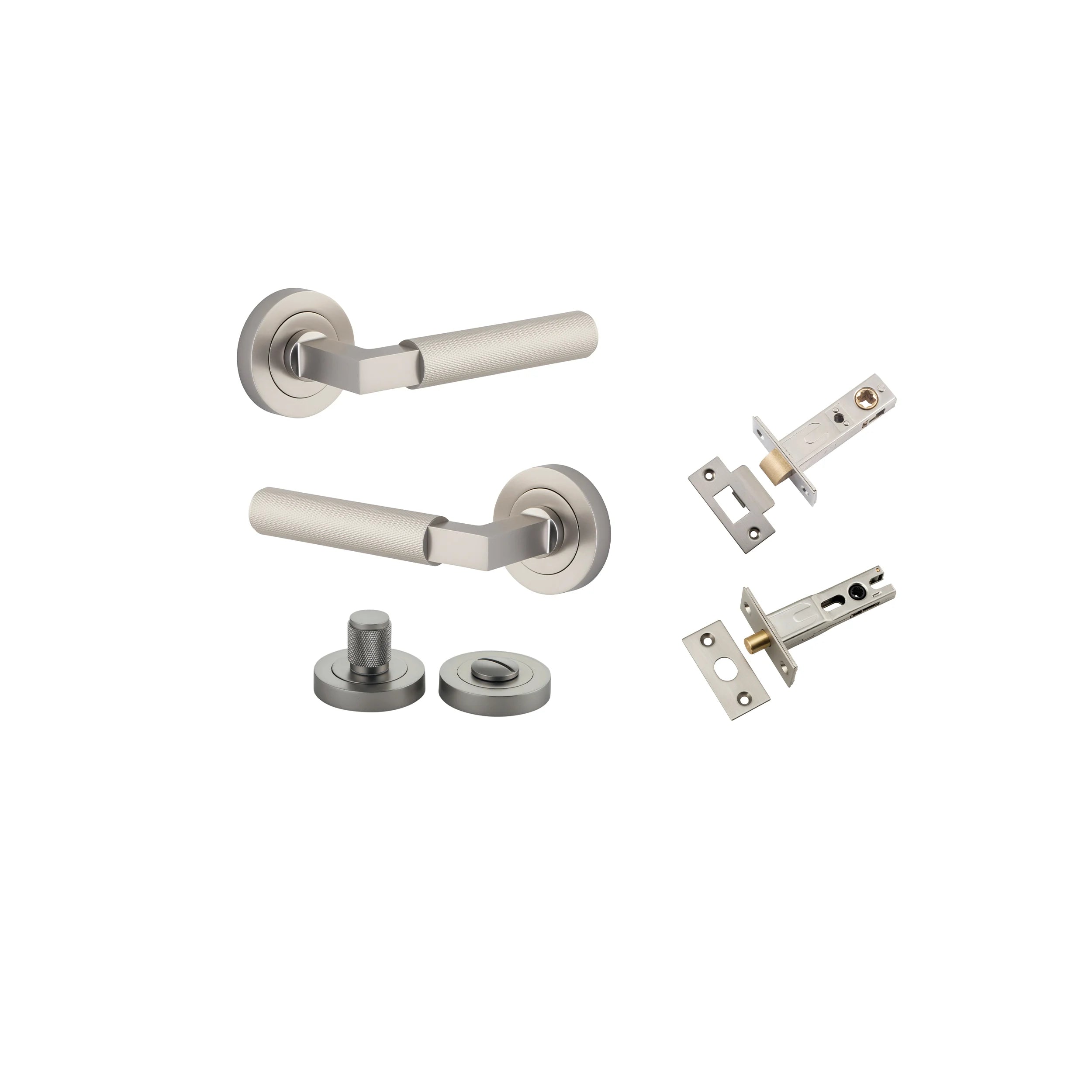 Brunswick Lever - Round Rose - Ella Grace - Iver - Satin Nickel - Door Levers