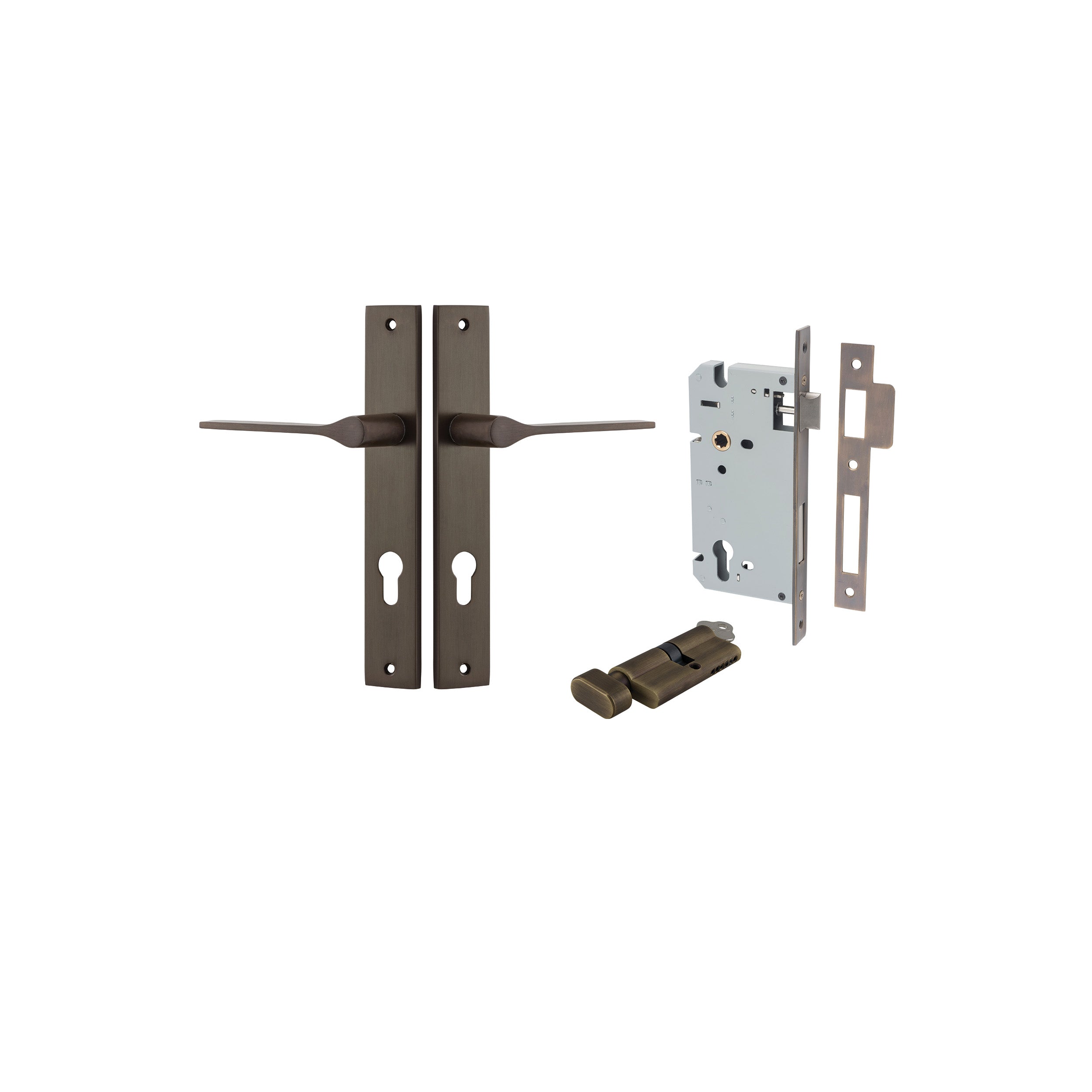 Como Lever - Rectangular Backplate - Ella Grace - Iver - Signature Brass - Door Levers