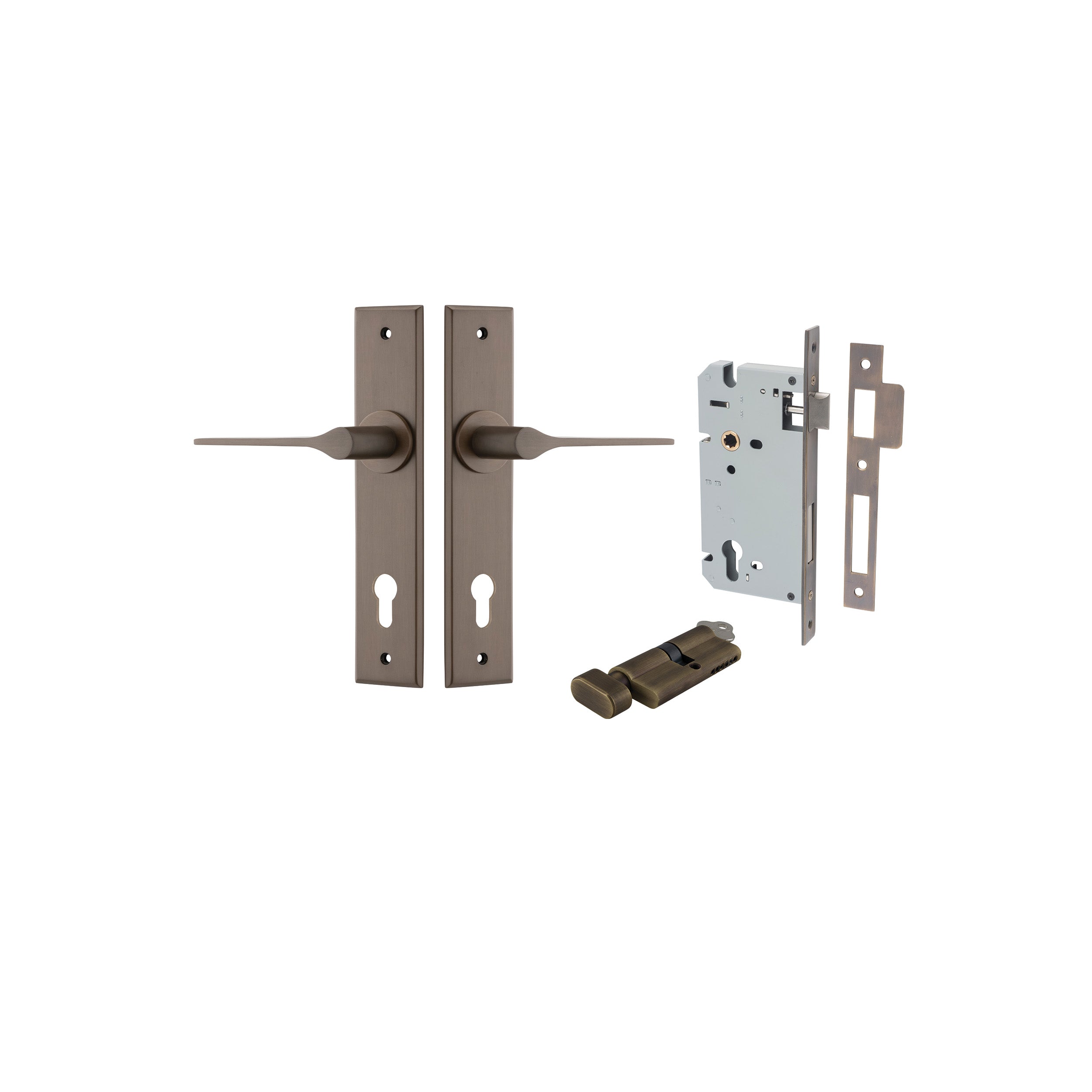 Como Lever - Chamfered Backplate - Ella Grace - Iver - Signature Brass - Door Levers