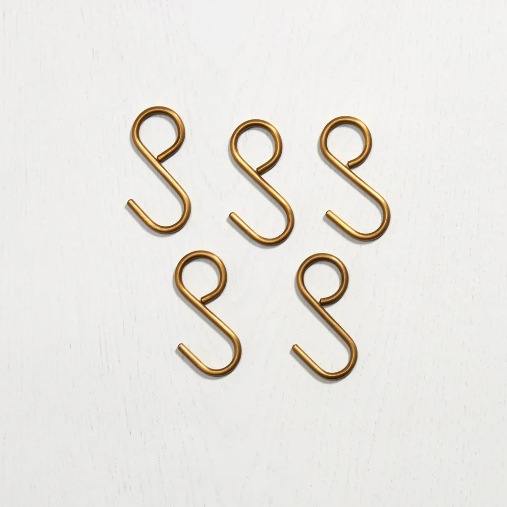 Hanging Rail Hook in acid washed brass by Hepburn Hardware