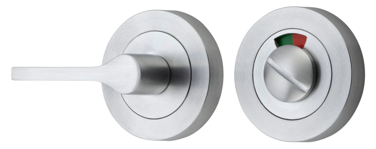 Accessibility Privacy Turn with Indicator - Round - Ella Grace - Iver - Brushed Chrome - Tube Latches & Bolts