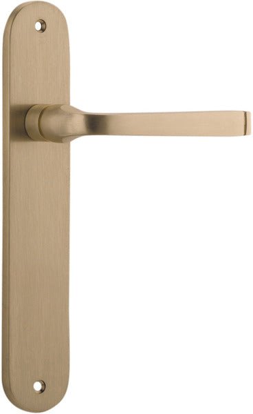 Annecy Lever - Oval Backplate - Ella Grace - Iver - Brushed Brass - Door Levers