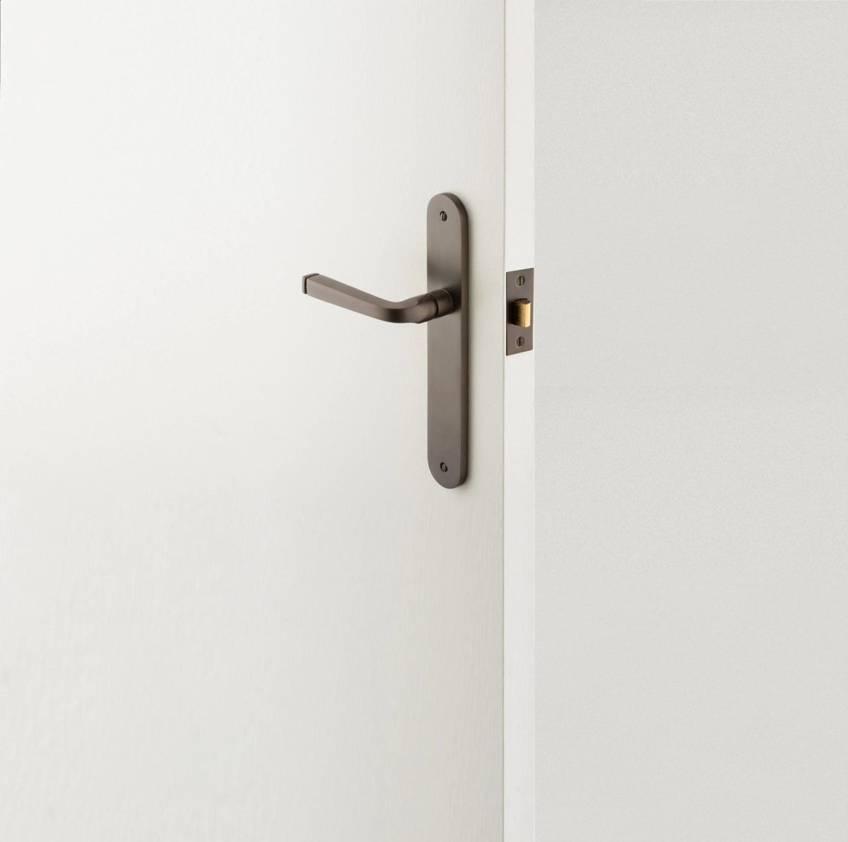 Annecy Lever - Oval Backplate - Ella Grace - Iver - Brushed Brass - Door Levers