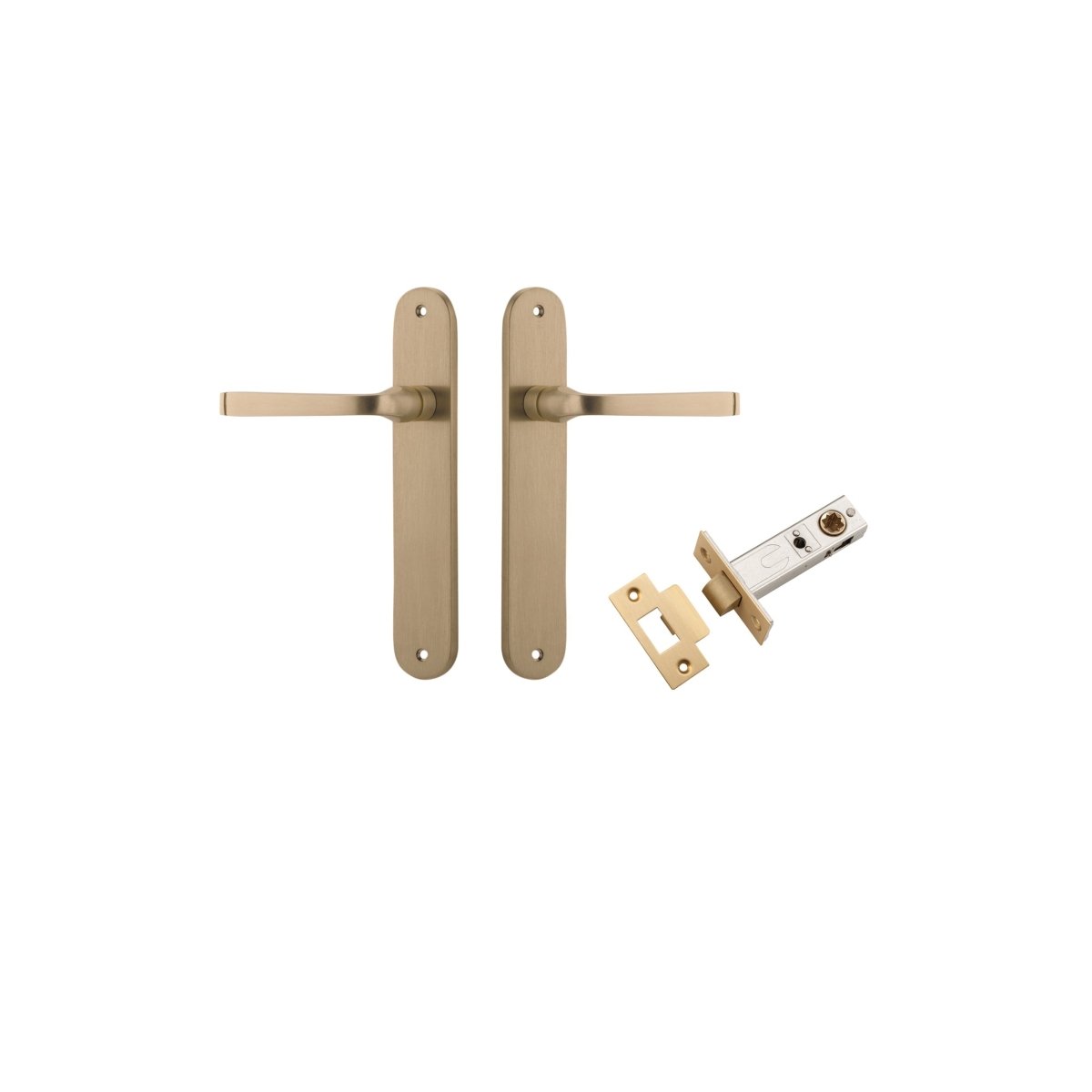 Annecy Lever - Oval Backplate - Ella Grace - Iver - Brushed Brass - Door Levers