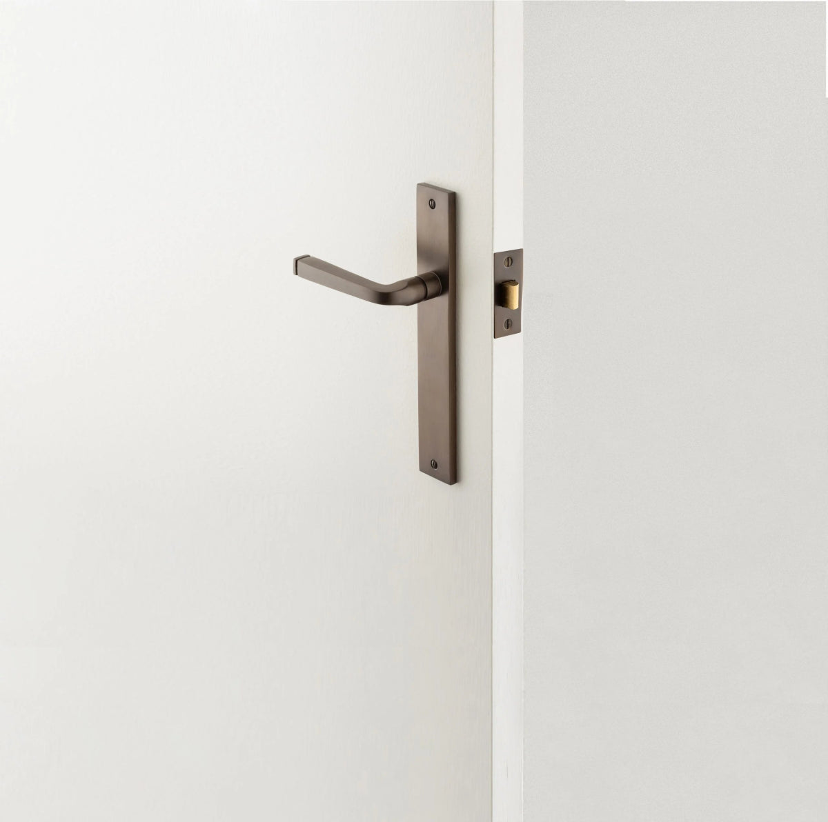 Annecy Lever - Rectangular Backplate - Ella Grace - Iver - Brushed Brass - Door Levers