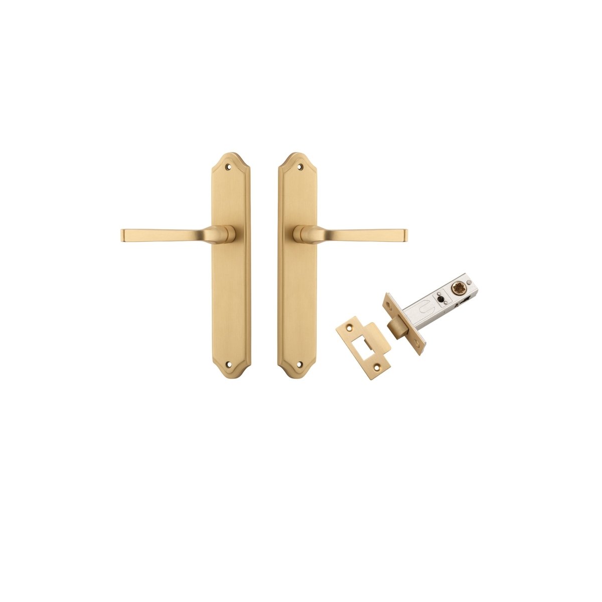 Annecy Lever - Shouldered Backplate - Ella Grace - Iver - Brushed Brass - Door Levers