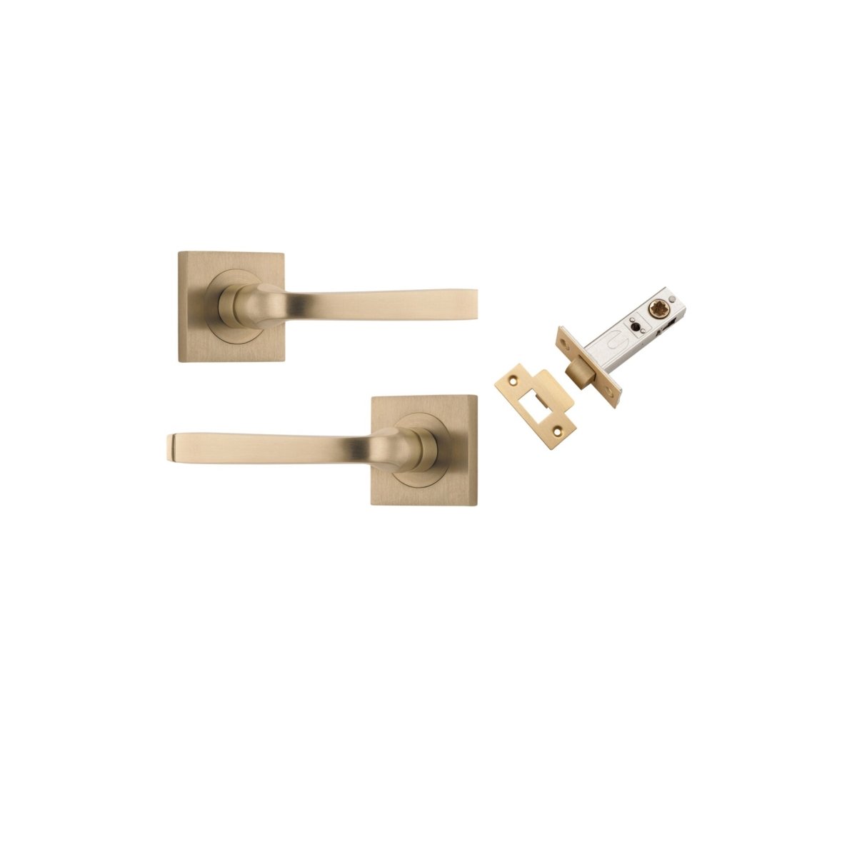 Annecy Lever - Square Rose - Ella Grace - Iver - Brushed Brass - Door Levers - Passage Set - Door Handle - Solid Brass