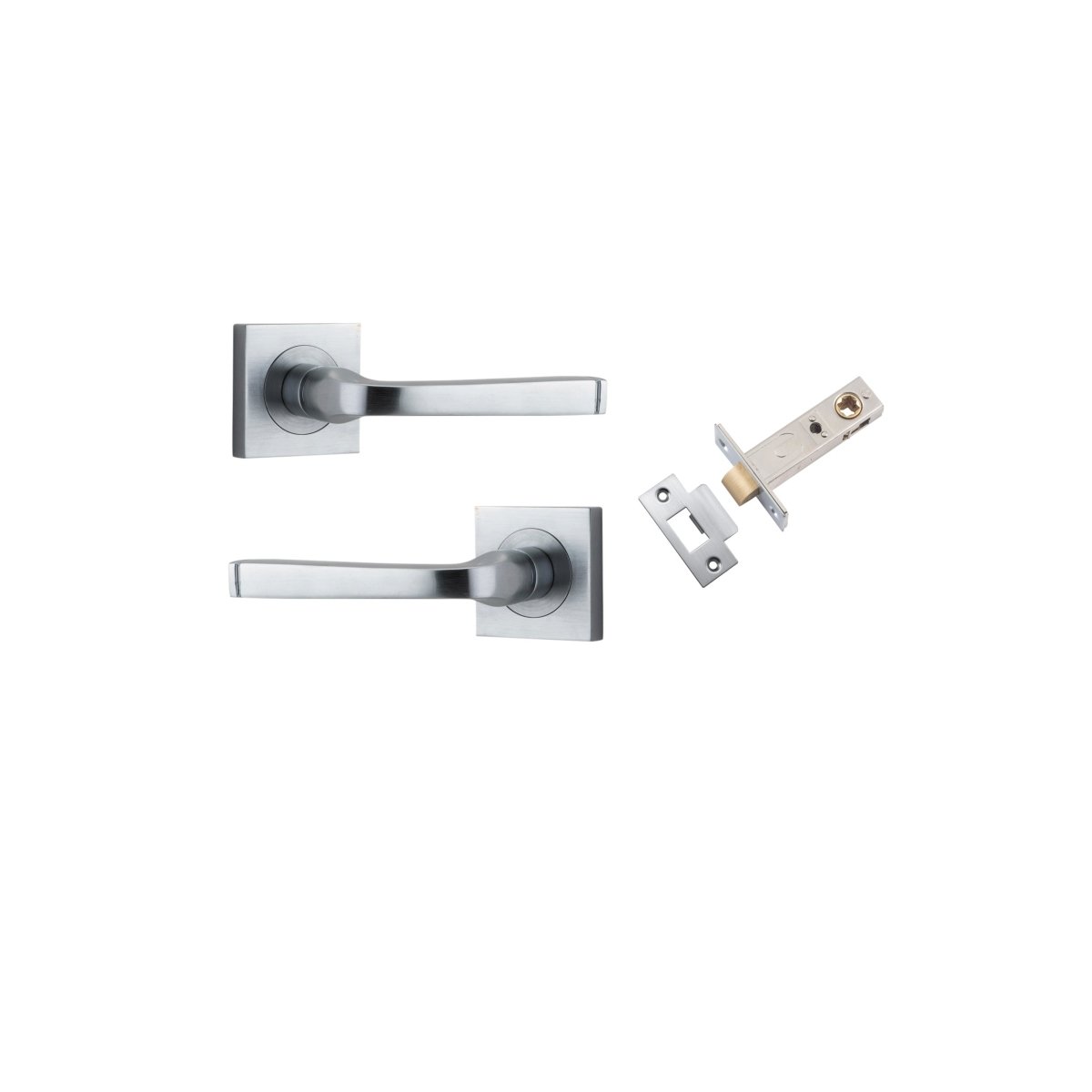 Annecy Lever - Square Rose - Ella Grace - Iver - Brushed Chrome - Door Levers - Passage Set - Door Handle - Solid Brass