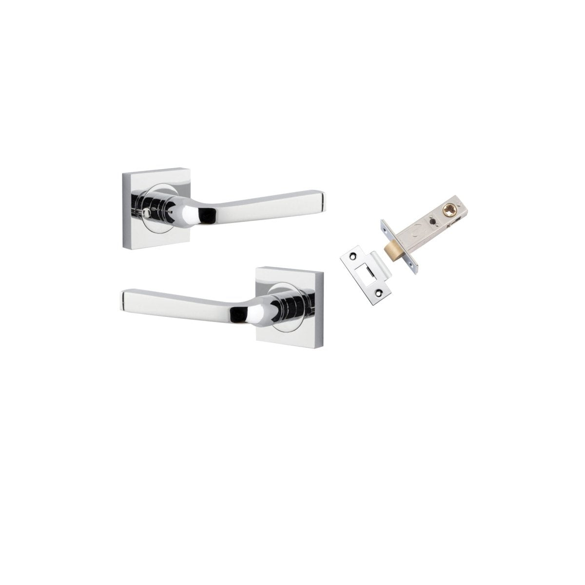 Annecy Lever - Square Rose - Ella Grace - Iver - Polished Chrome - Door Levers - Privacy Set - Door Handle - Solid Brass