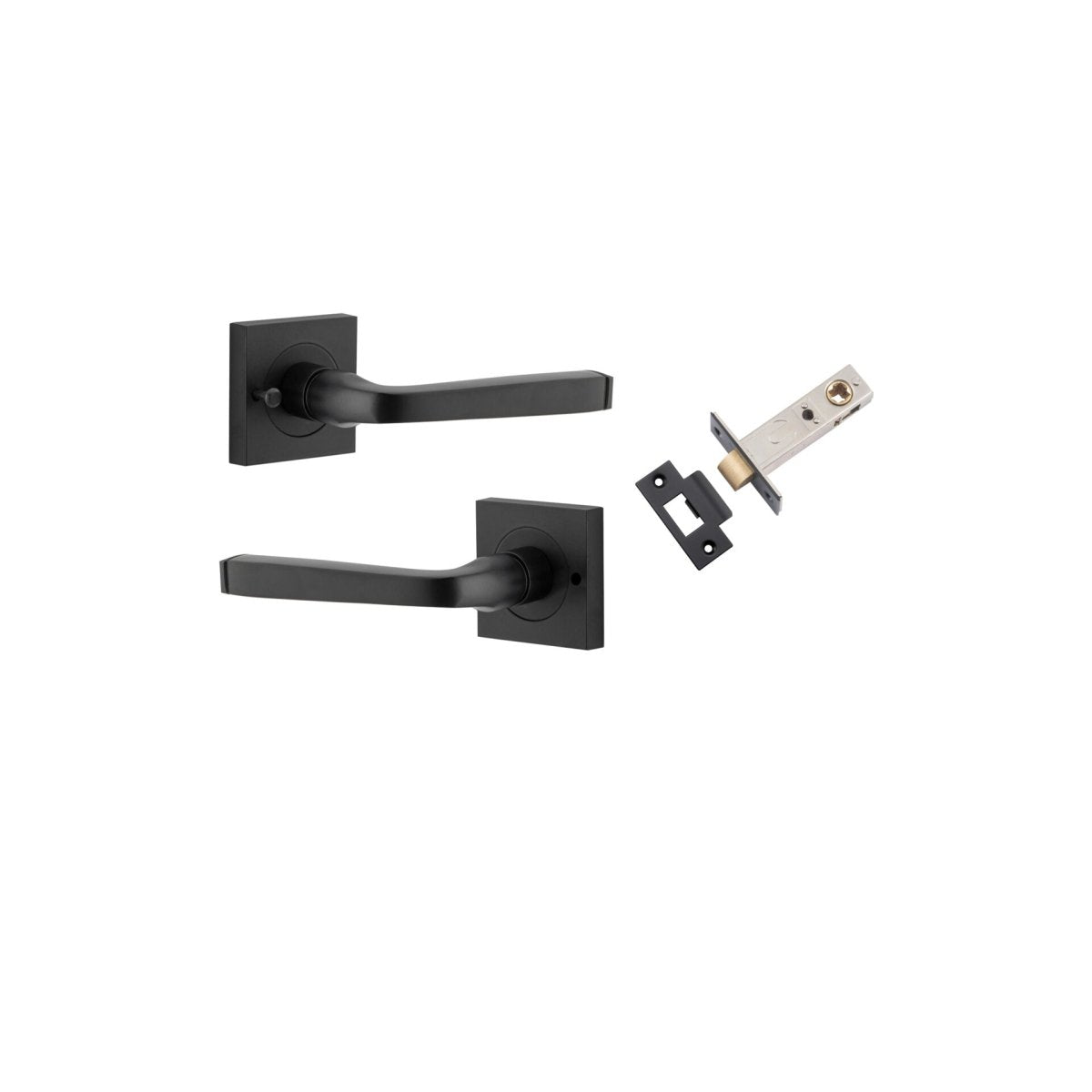 Annecy Lever - Square Rose - Ella Grace - Iver - Matt Black - Door Levers - Privacy Set - Door Handle - Solid Brass