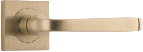 Annecy Lever - Square Rose - Ella Grace - Iver - Brushed Brass - Door Levers - Lever Set Only - Door Handle - Solid Brass