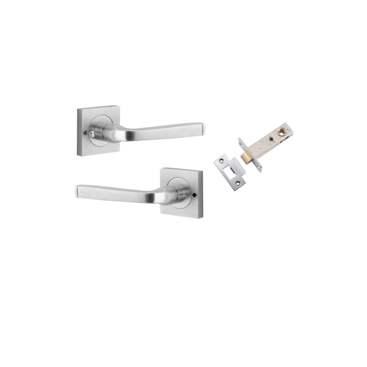 Annecy Lever - Square Rose - Ella Grace - Iver - Brushed Chrome - Door Levers - Privacy Set - Door Handle - Solid Brass