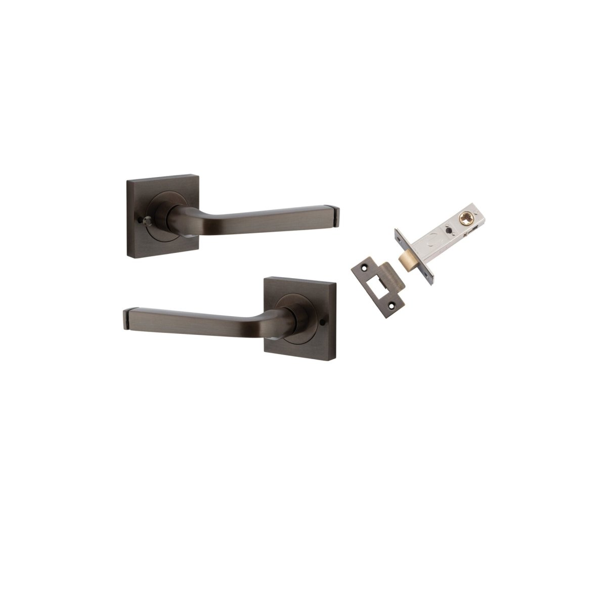 Annecy Lever - Square Rose - Ella Grace - Iver - Signature Brass - Door Levers - Privacy Set - Door Handle - Solid Brass