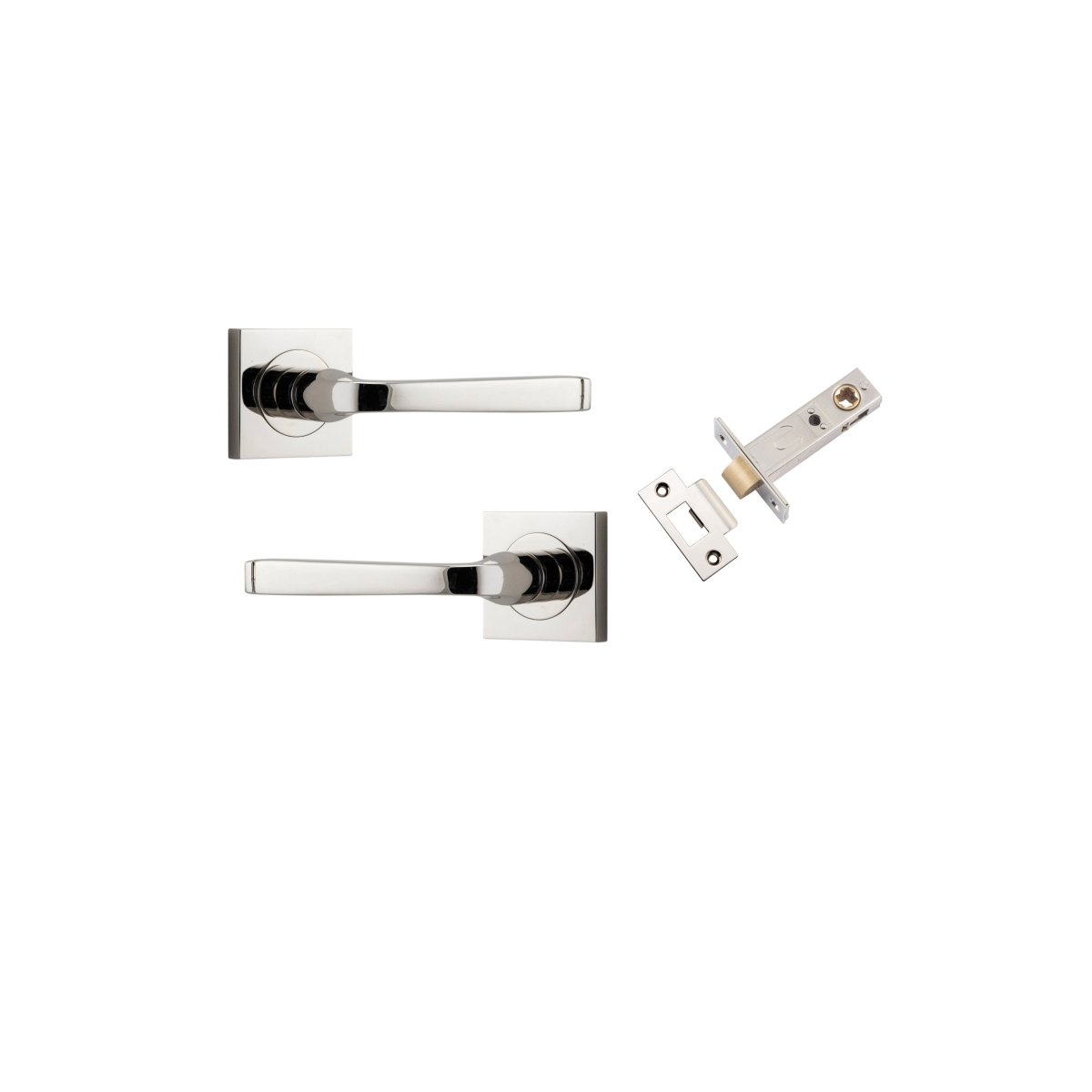 Annecy Lever - Square Rose - Ella Grace - Iver - Polished Nickel - Door Levers - Passage Set - Door Handle - Solid Brass