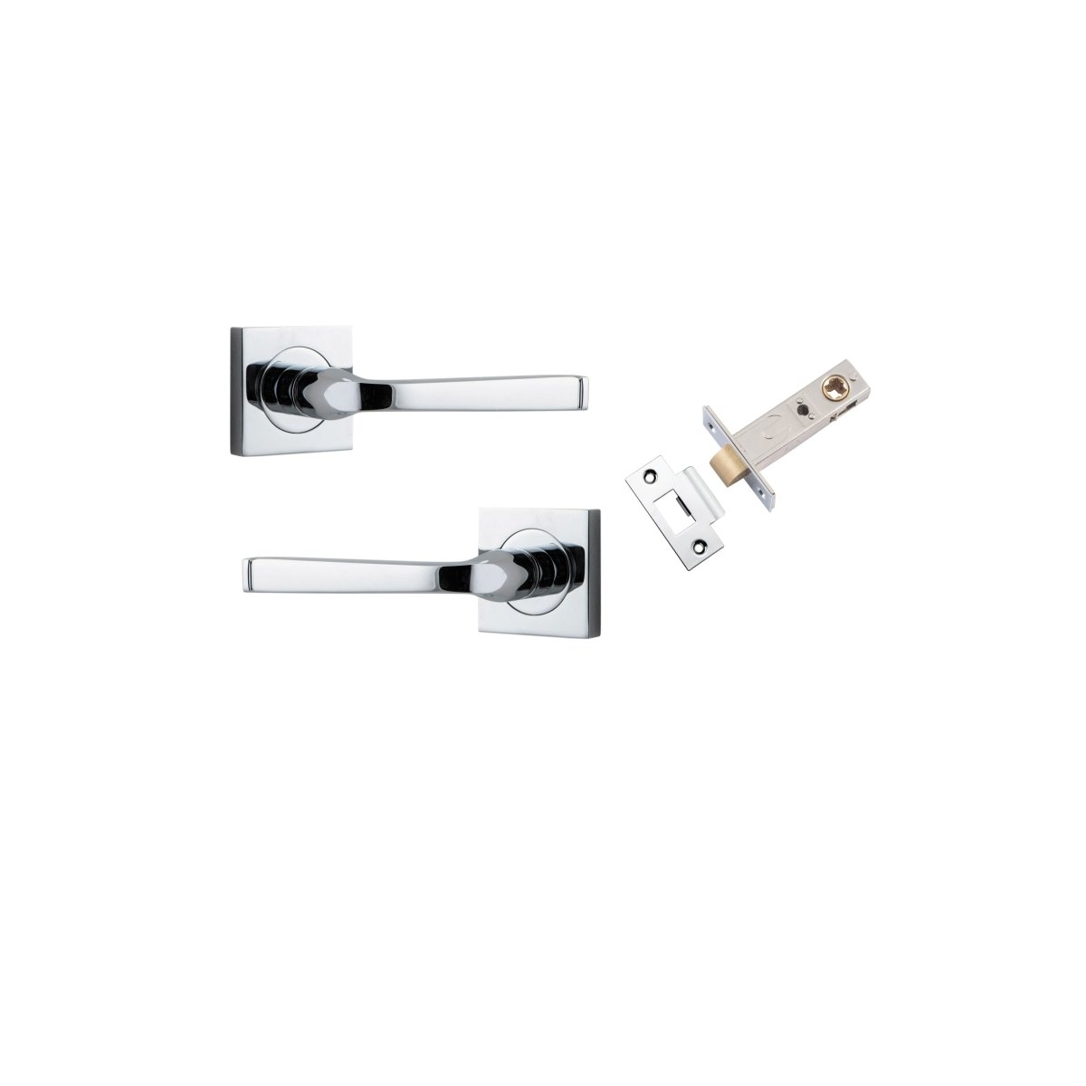 Annecy Lever - Square Rose - Ella Grace - Iver - Polished Chrome - Door Levers - Passage Set - Door Handle - Solid Brass