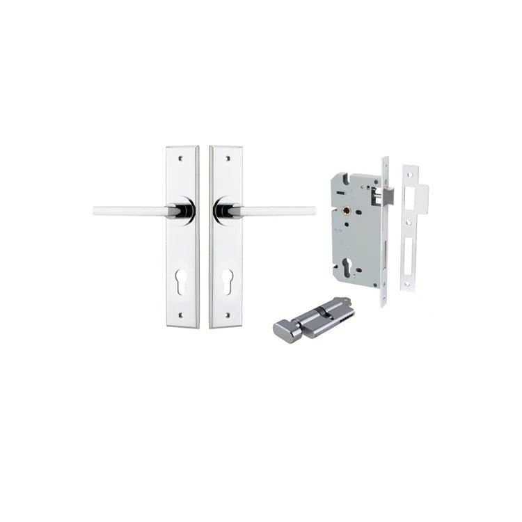 Baltimore Lever - Chamfered Backplate - Ella Grace - Iver - Polished Chrome - Door Levers