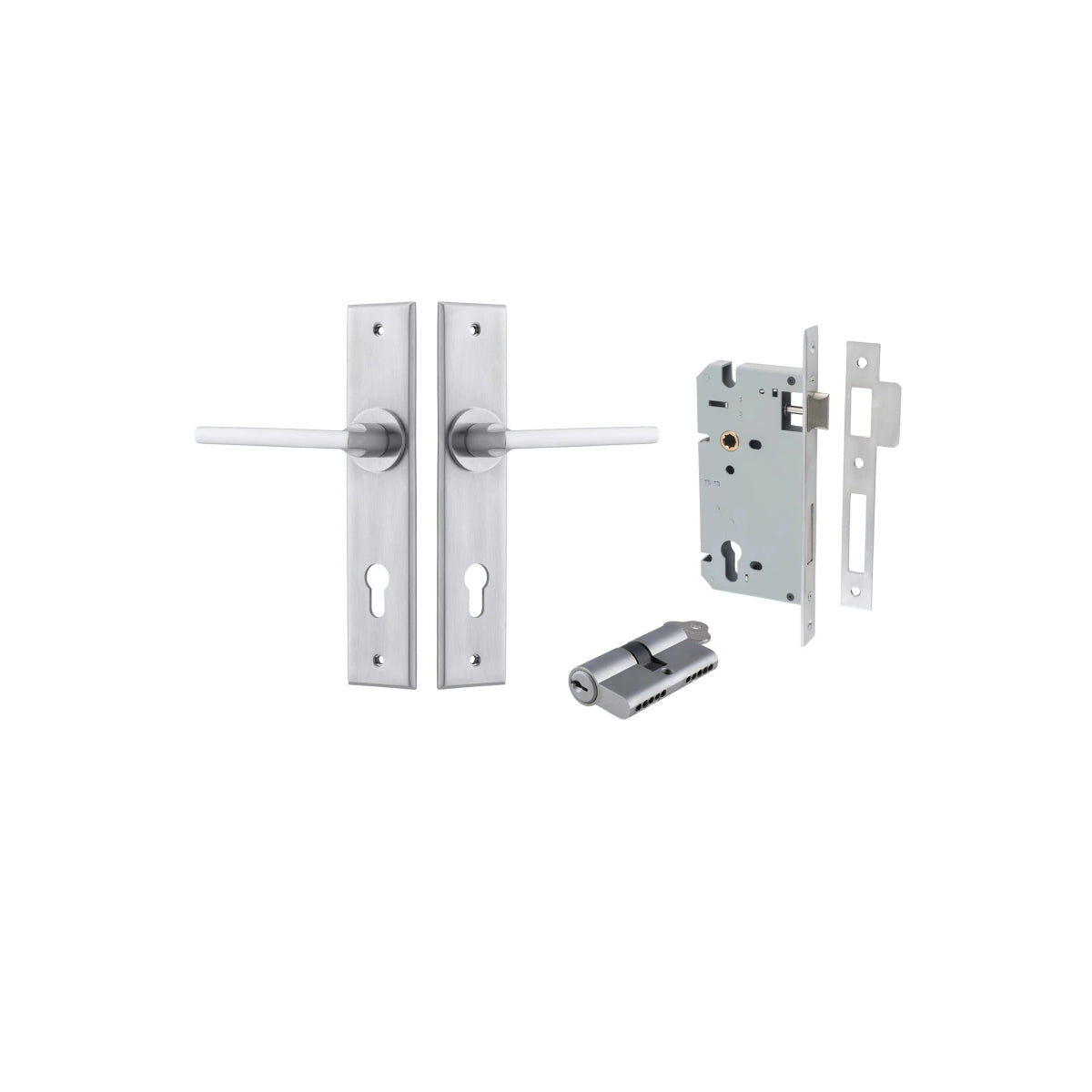 Baltimore Lever - Chamfered Backplate - Ella Grace - Iver - Brushed Chrome - Door Levers