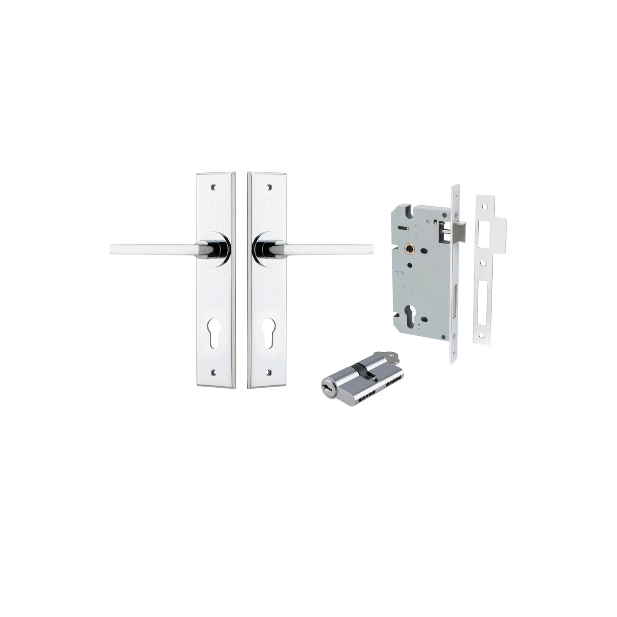 Baltimore Lever - Chamfered Backplate - Ella Grace - Iver - Polished Chrome - Door Levers