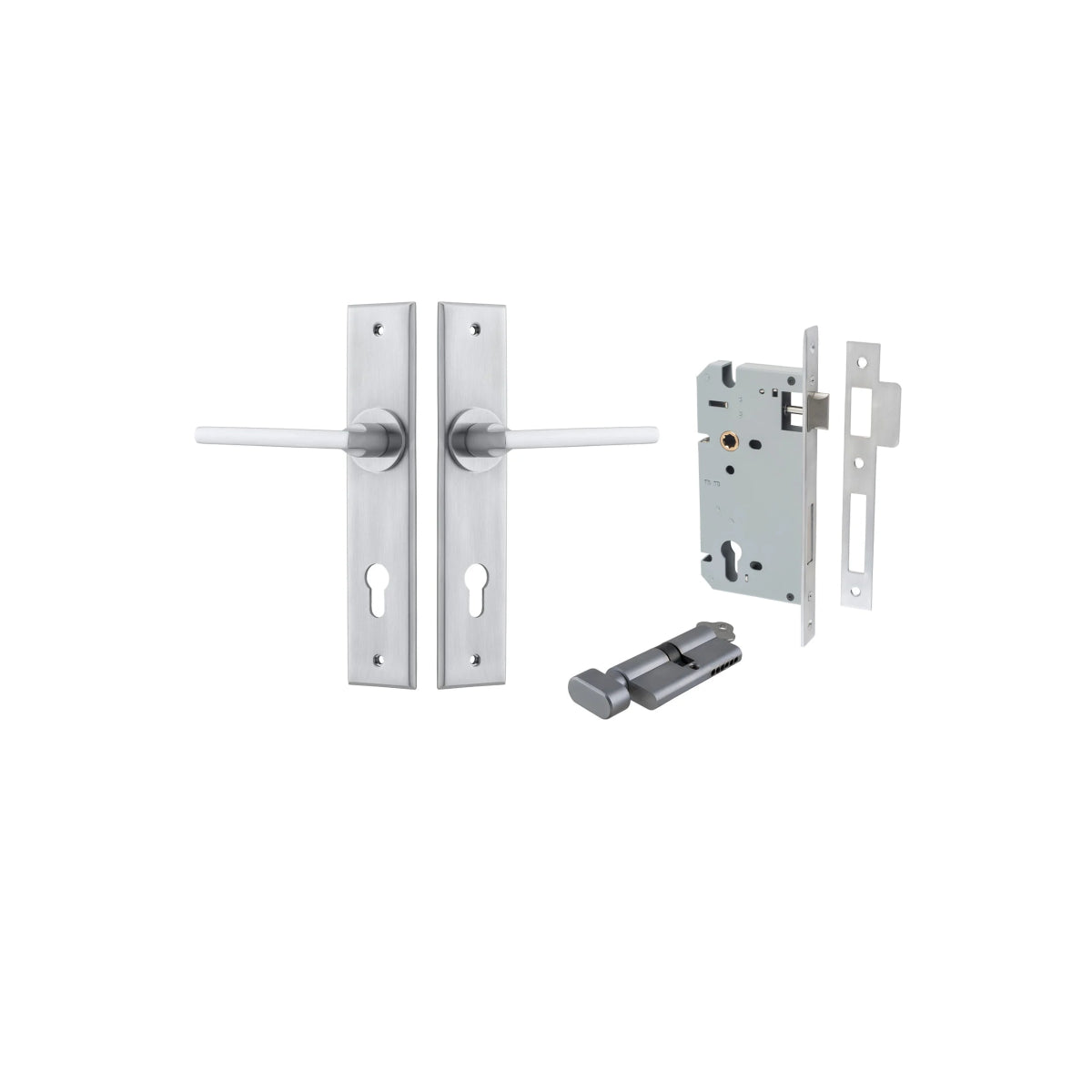 Baltimore Lever - Chamfered Backplate - Ella Grace - Iver - Brushed Chrome - Door Levers