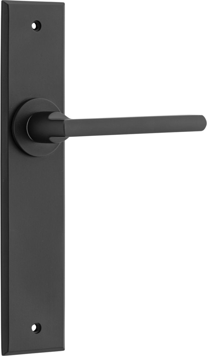 Baltimore Lever - Chamfered Backplate - Ella Grace - Iver - Matt Black - Door Levers