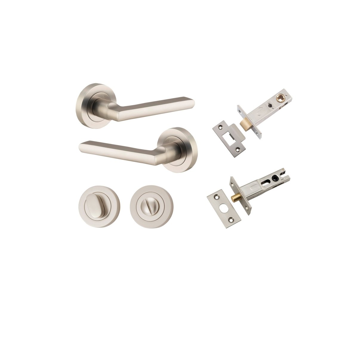 Baltimore Lever - Round Rose - Ella Grace - Iver - Satin Nickel - Door Levers