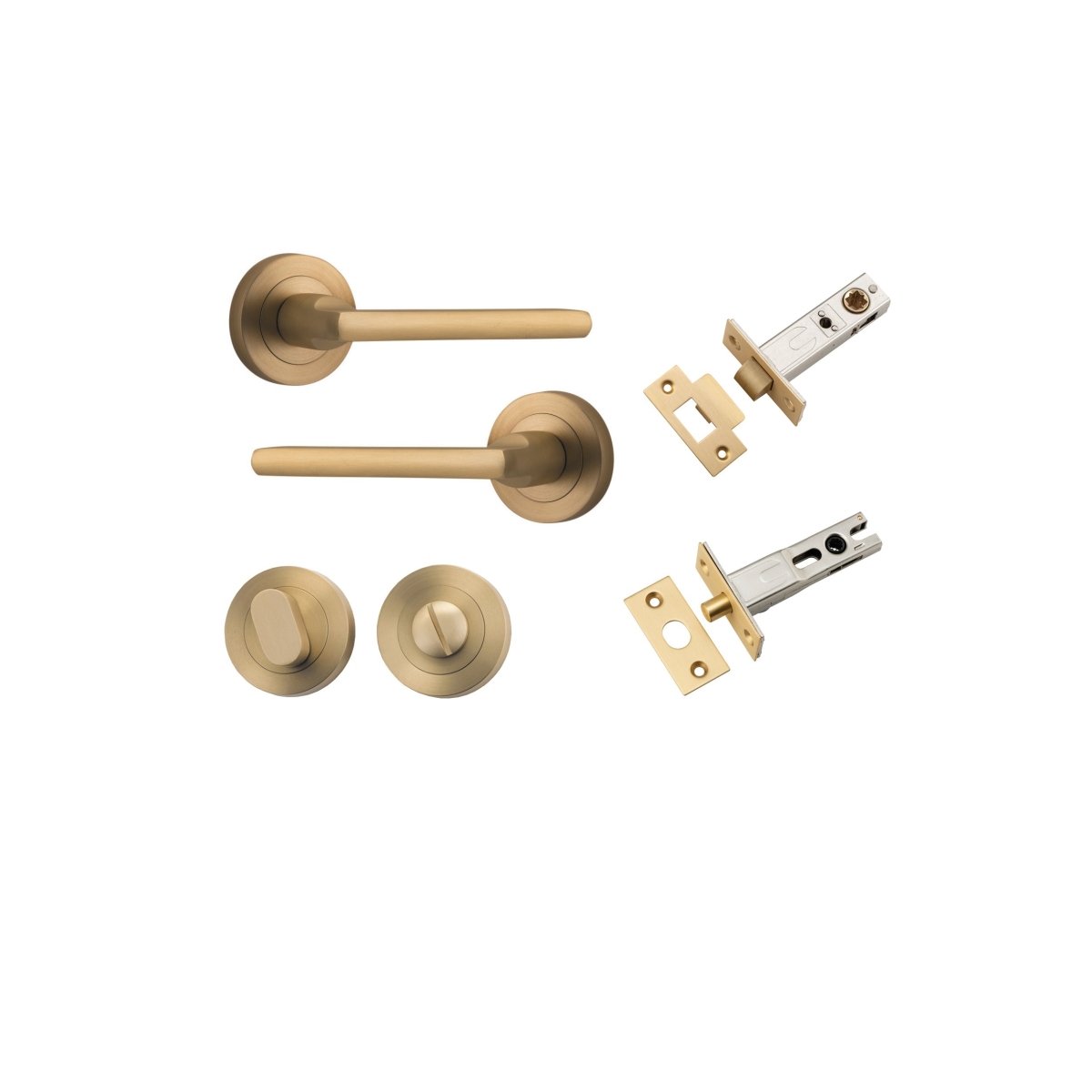 Baltimore Lever - Round Rose - Ella Grace - Iver - Brushed Brass - Door Levers