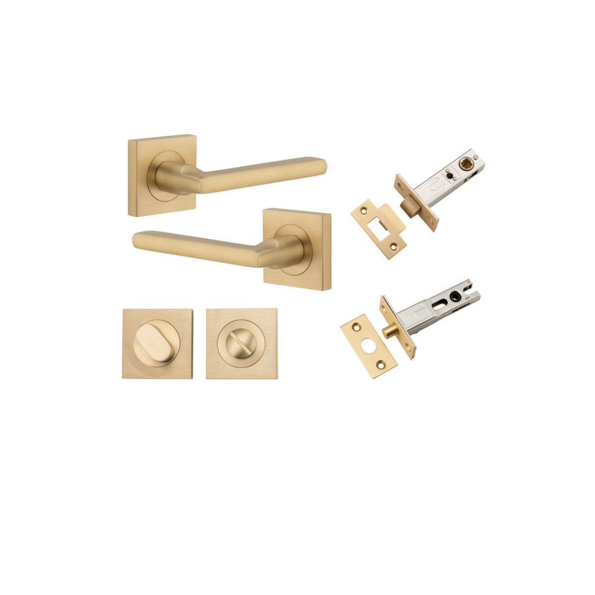 Baltimore Lever - Square Rose - Ella Grace - Iver - Brushed Brass - Door Levers