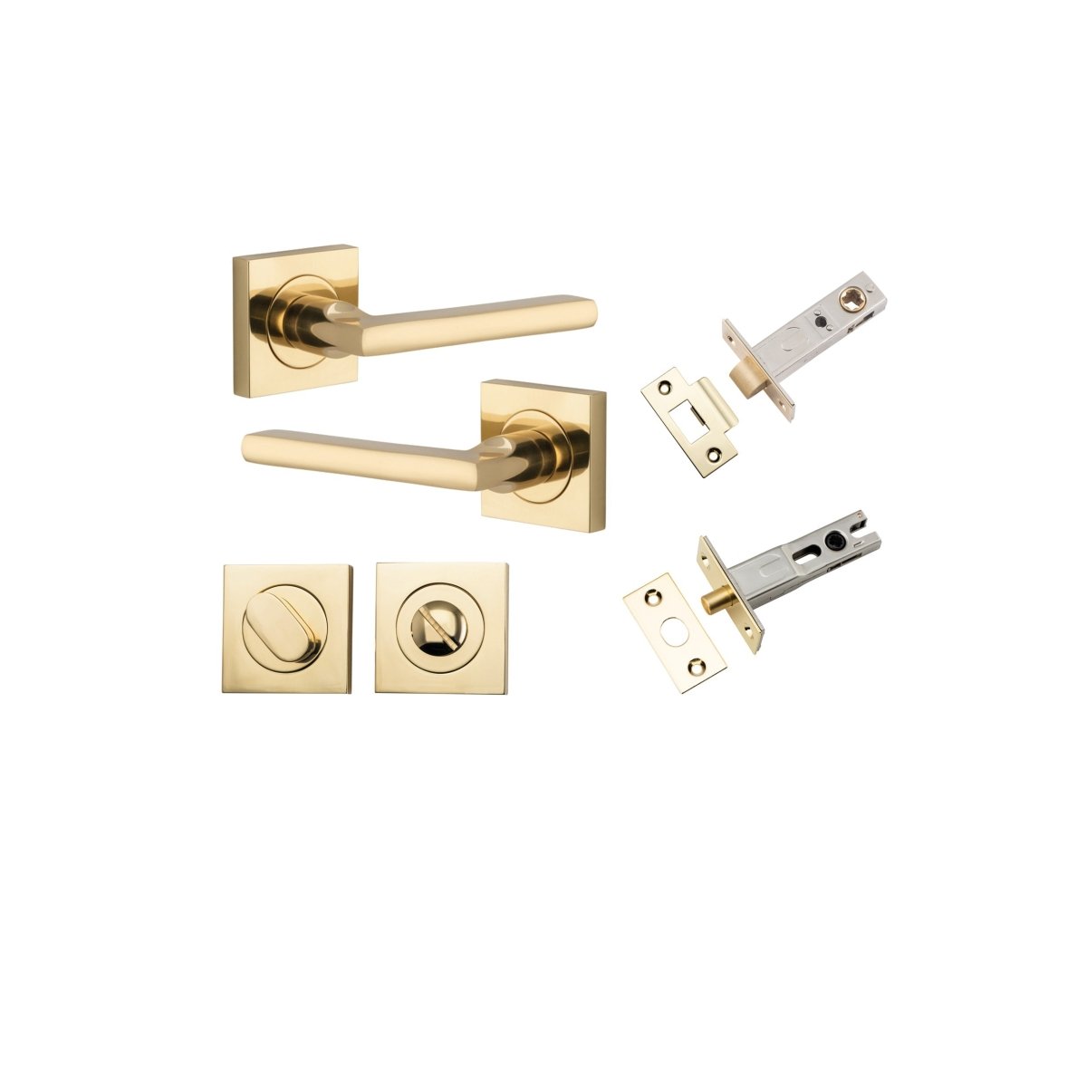 Baltimore Lever - Square Rose - Ella Grace - Iver - Polished Brass - Door Levers