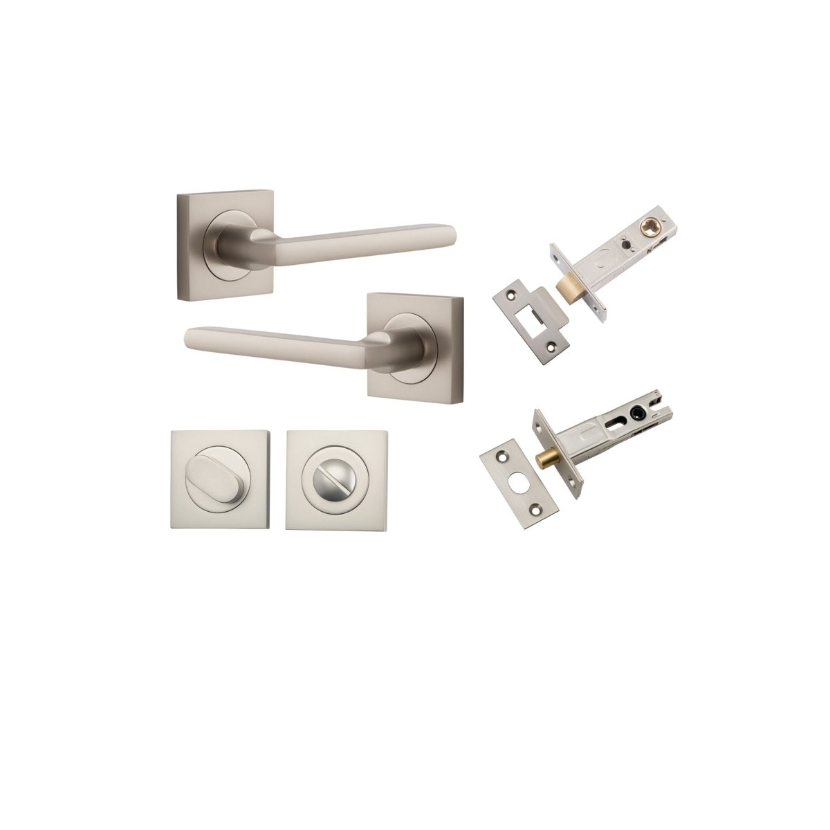 Baltimore Lever - Square Rose - Ella Grace - Iver - Satin Nickel - Door Levers