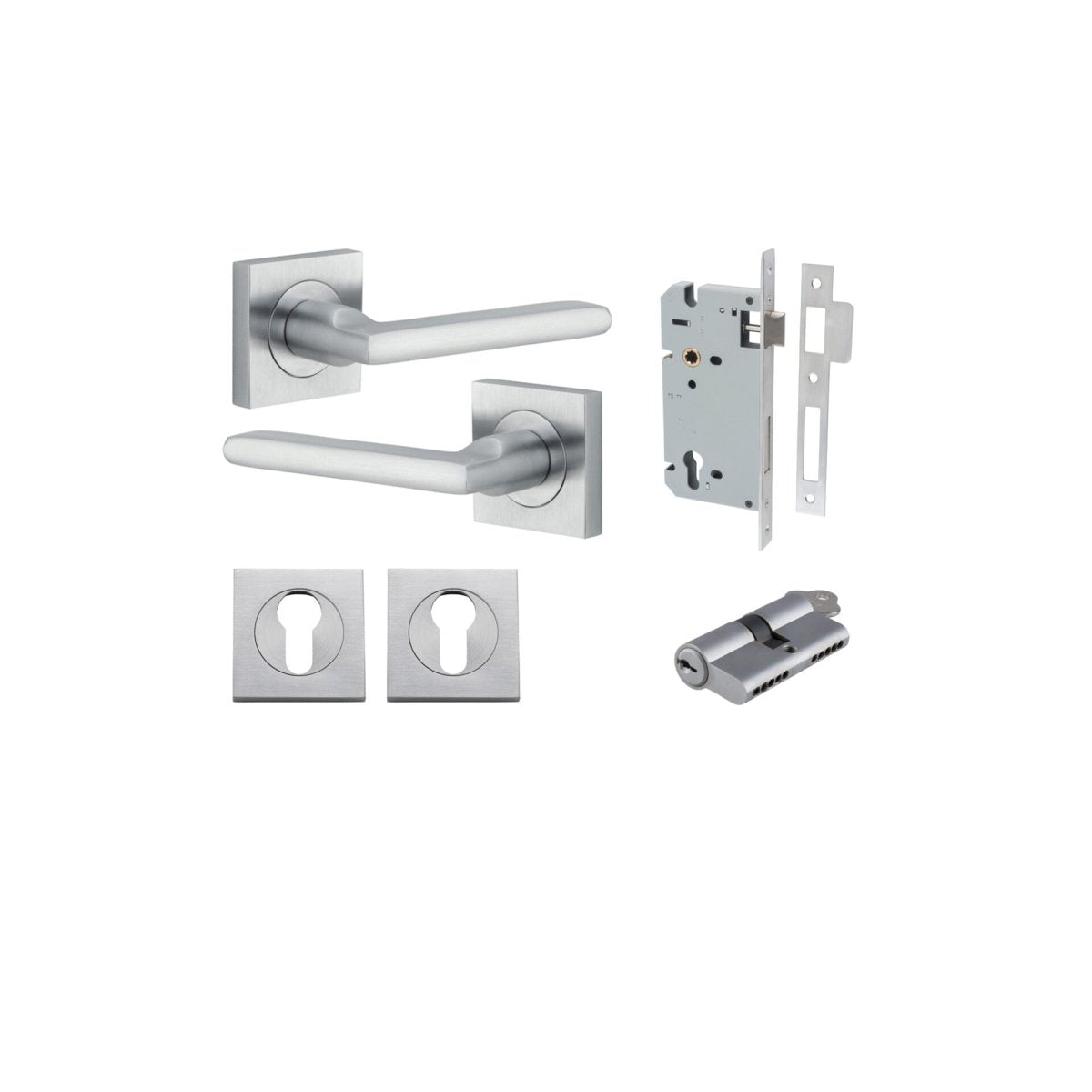 Baltimore Lever - Square Rose - Ella Grace - Iver - Brushed Chrome - Door Levers